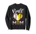 Ball Mom Softball Baseball Heart Sweatshirt - Fun Novelty Design Men Women - T-Shirt, Sweatshirt, Hoodie