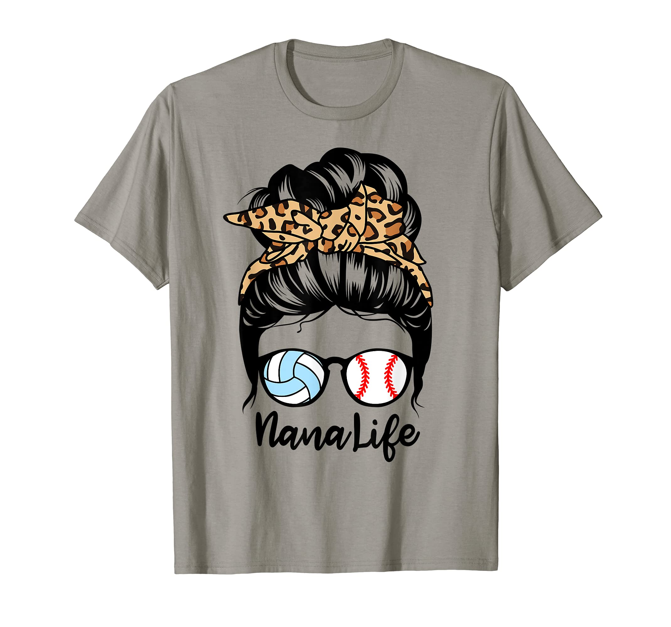 Nana Life Messy Bun Hair Funny Baseball T-Shirt - Custom Art Print Unisex - T-Shirt, Sweatshirt, Hoodie