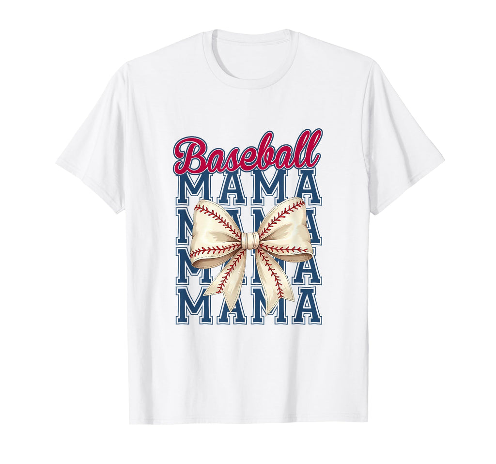 Baseball Mama Coquette Bow Mom T-Shirt - Minimalist Print for Adults - T-Shirt, Sweatshirt, Hoodie