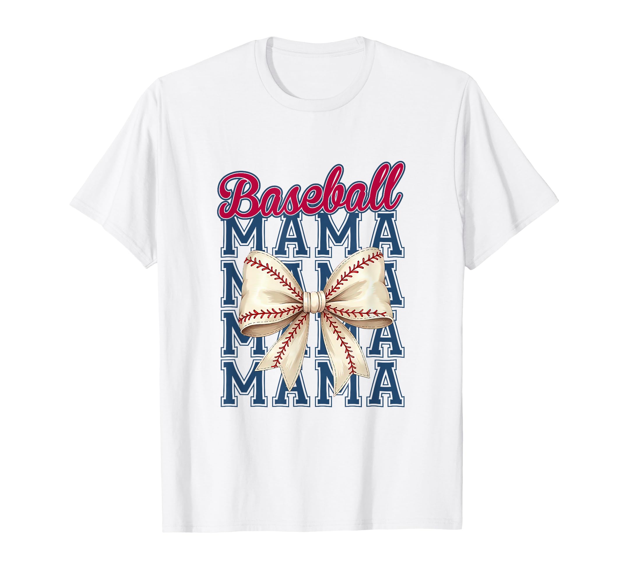 Baseball Mama Coquette Bow Mom T-Shirt - Minimalist Print for Adults - T-Shirt, Sweatshirt, Hoodie