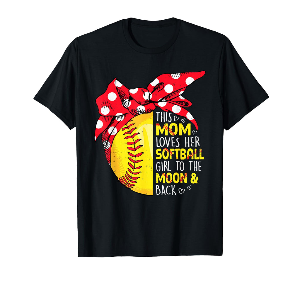Softball Mom Loves Her Cheer Mom Mama T-Shirt - Novelty Apparel Unisex - T-Shirt, Sweatshirt, Hoodie