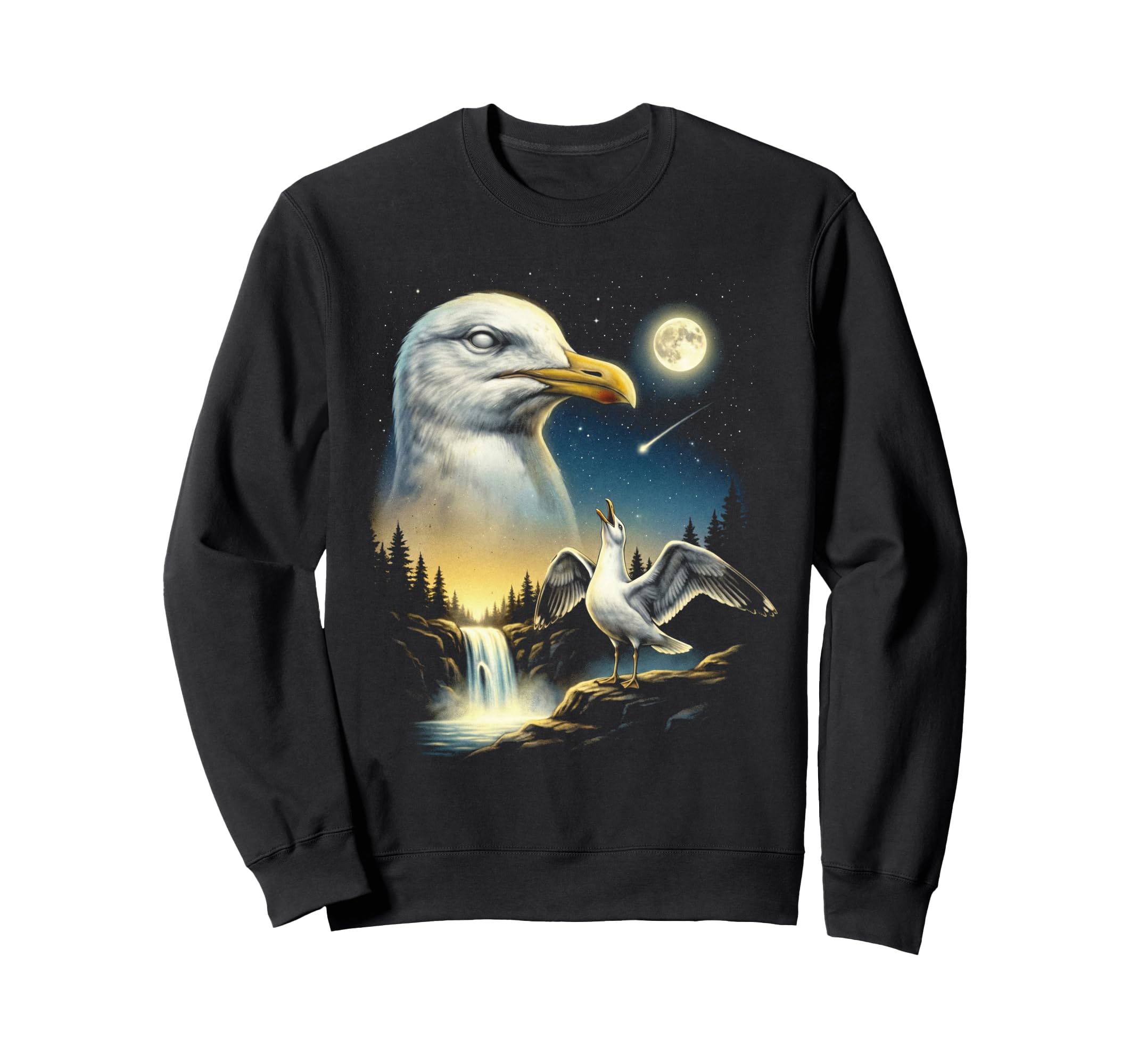 Seagull Howling To Moon Meme Sweatshirt - Aesthetic Graphic for Adults - T-Shirt, Sweatshirt, Hoodie