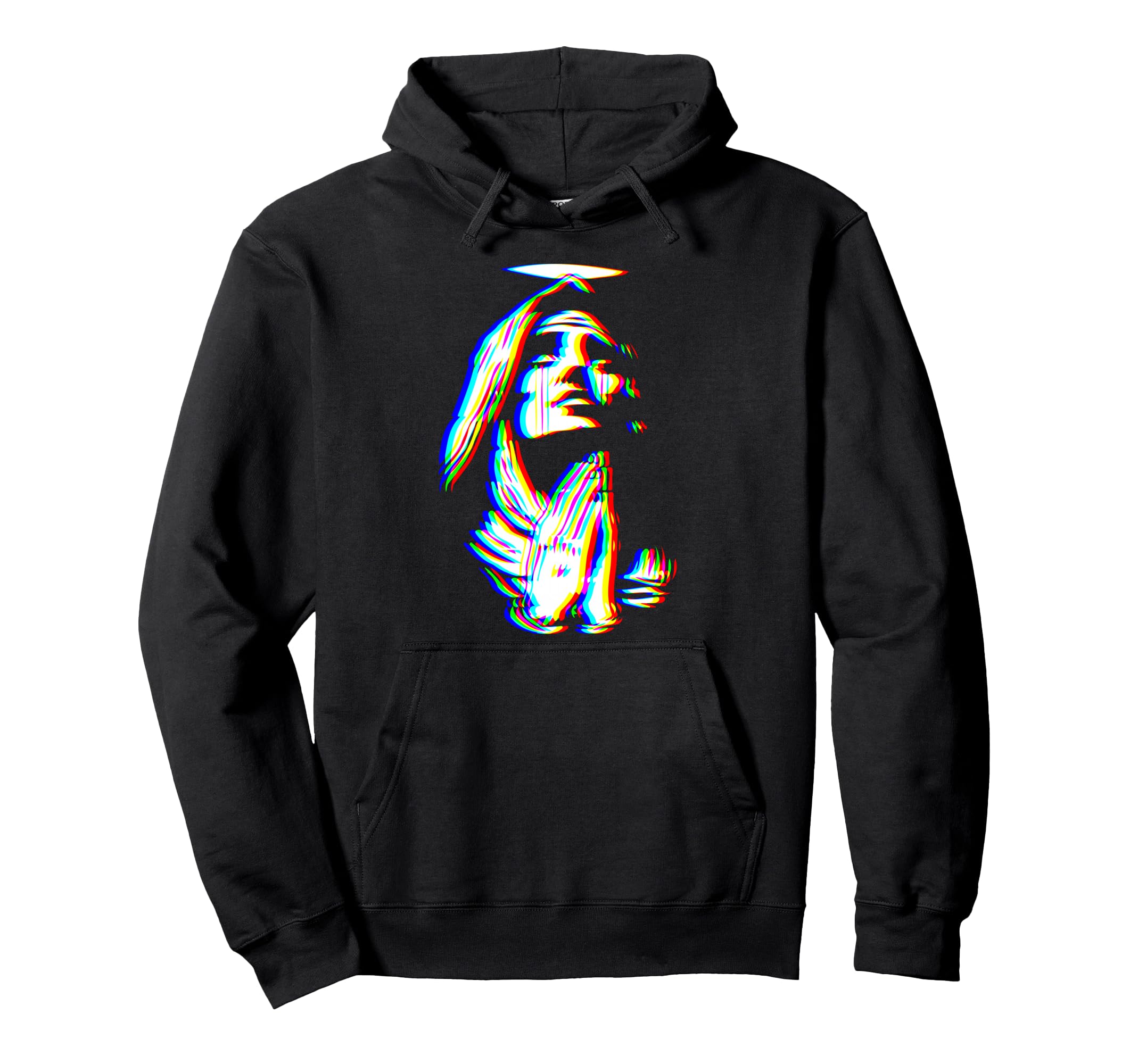Praying Religious Glitch Art Hoodie - Aesthetic Graphic for Adults - T-Shirt, Sweatshirt, Hoodie