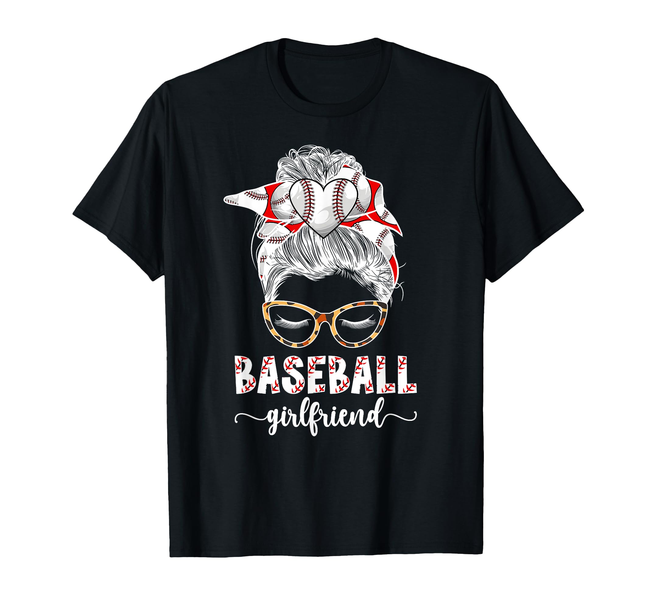 Baseball Girlfriend Messy Bun Baseball T-Shirt - Unique Graphic for Adults - T-Shirt, Sweatshirt, Hoodie