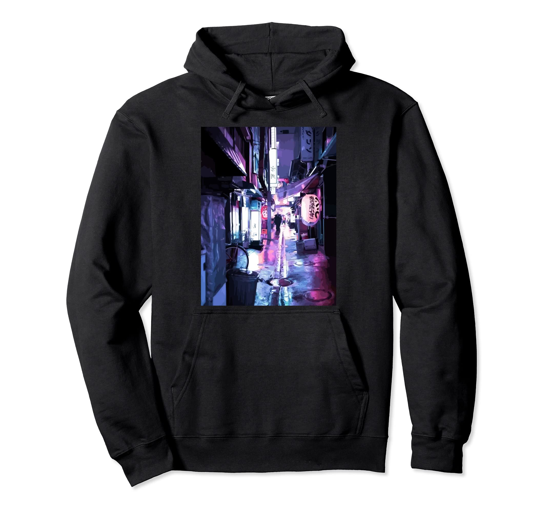 Digital Cityscape Vaporwave Aesthetic Hoodie - Casual Everyday Wear Unisex - T-Shirt, Sweatshirt, Hoodie