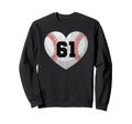 Baseball Number 61 Distressed Heart Sweatshirt - Novelty Apparel Men Women - T-Shirt, Sweatshirt, Hoodie