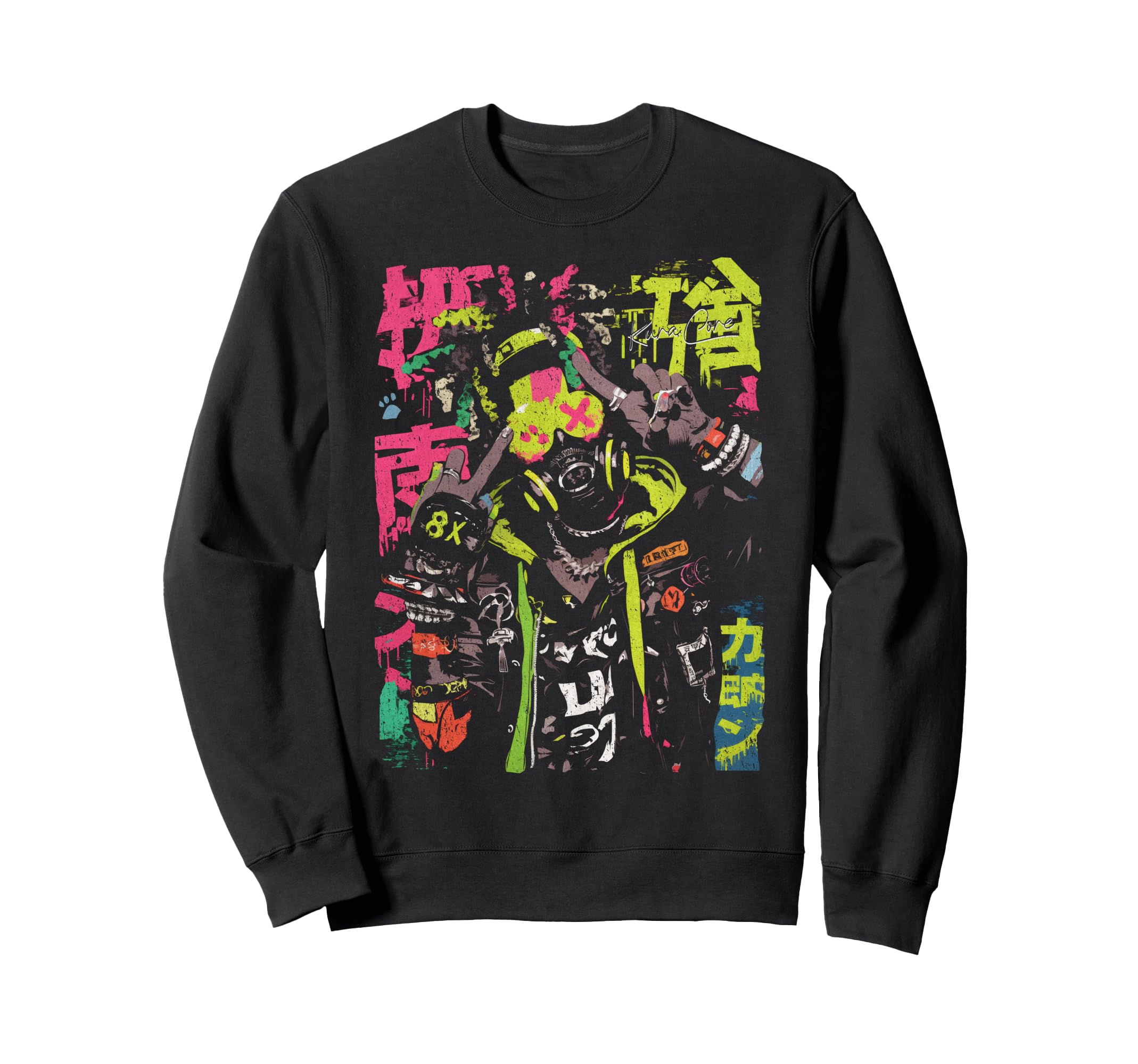 Japanese Streetwear Afro Cyberpunk Sweatshirt - Graphic Print for Adults - T-Shirt, Sweatshirt, Hoodie