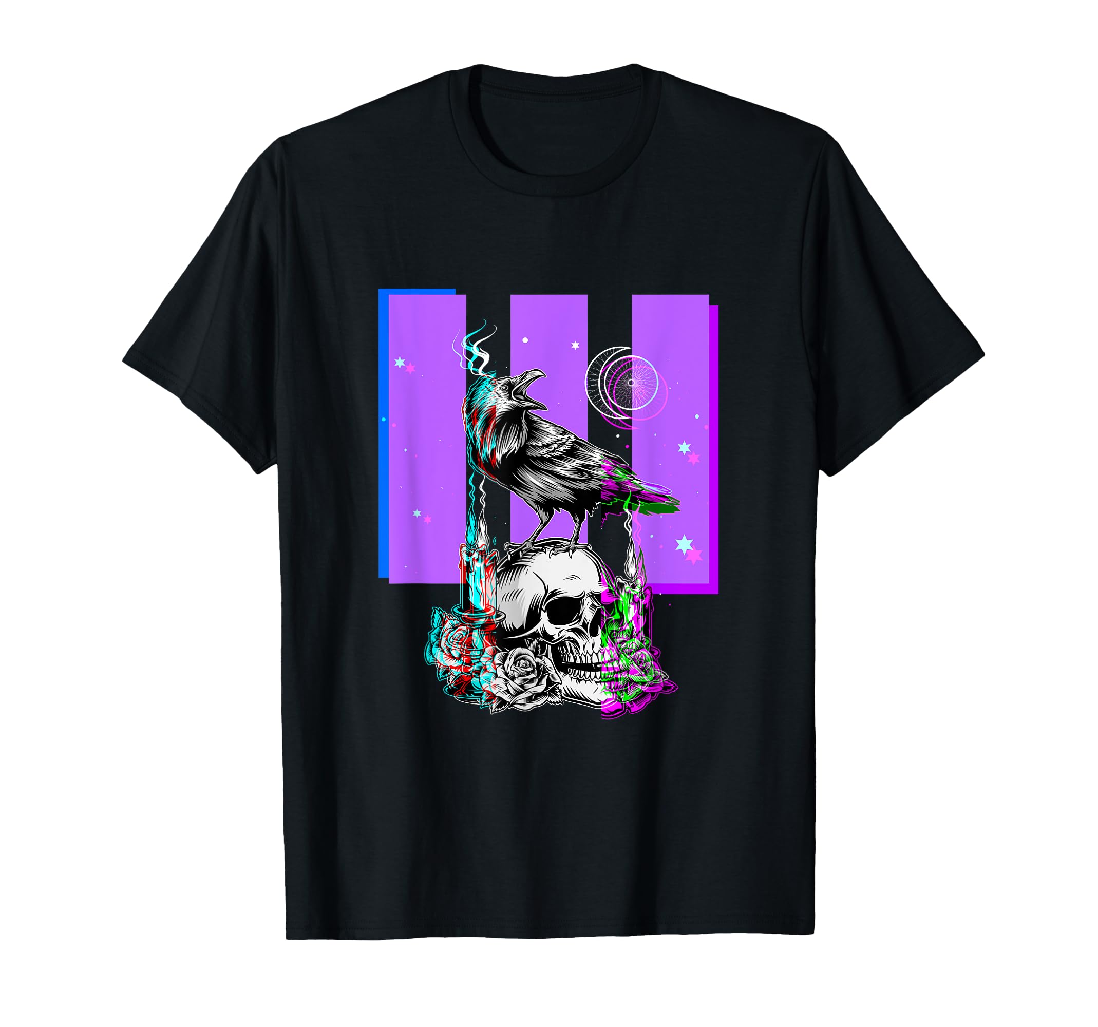 Crow Skull Raven Vaporwave Aesthetic T-Shirt - Aesthetic Graphic for Adults - T-Shirt, Sweatshirt, Hoodie