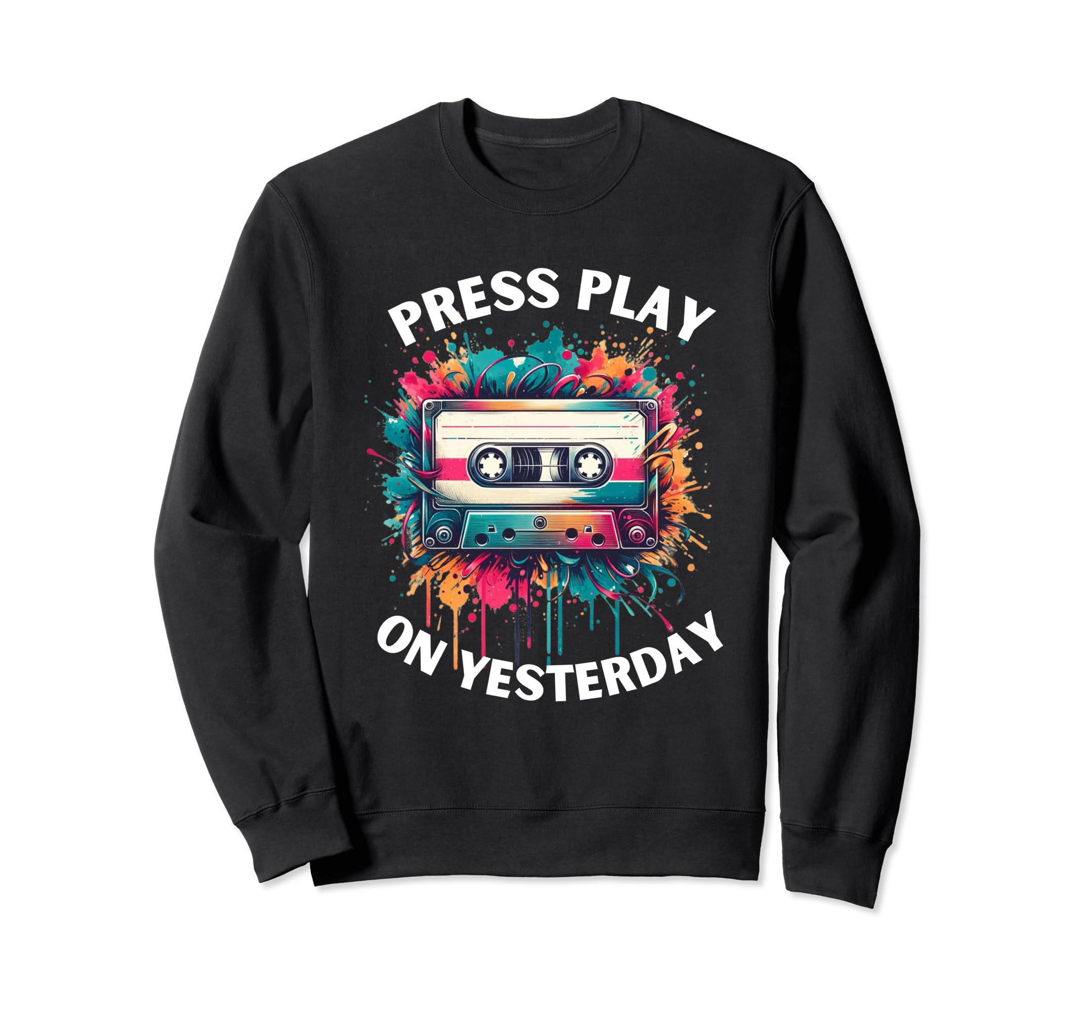 Water Color Cassette Tape Sweatshirt - Casual Everyday Wear Men Women - T-Shirt, Sweatshirt, Hoodie