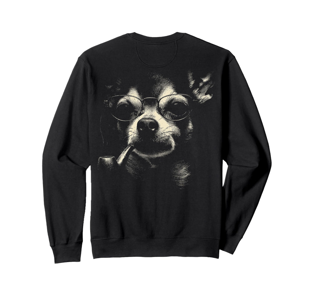 Chihuahua Smoking Pipe Glasses 90S Sweatshirt - Trendy Graphic Unisex - T-Shirt, Sweatshirt, Hoodie