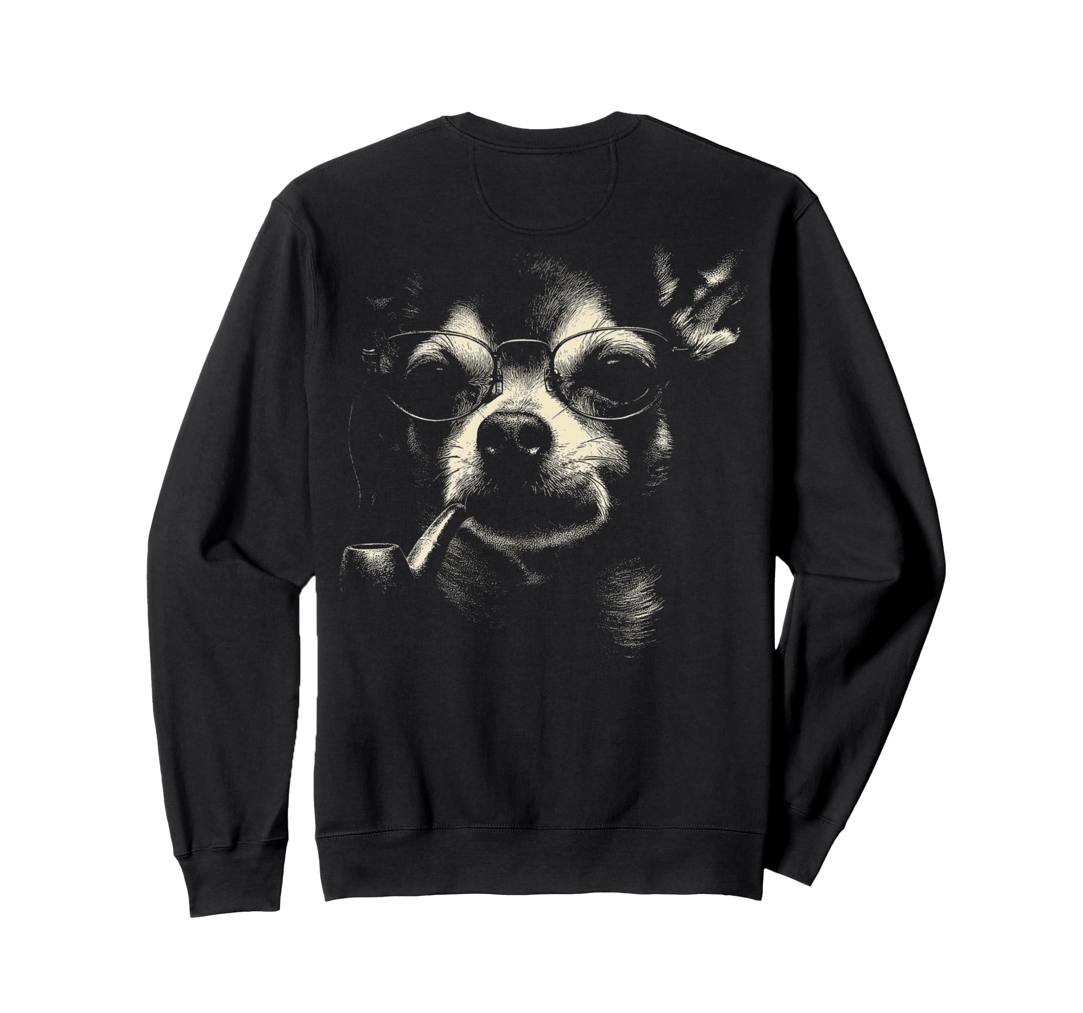 Chihuahua Smoking Pipe Glasses 90S Sweatshirt - Trendy Graphic Unisex - T-Shirt, Sweatshirt, Hoodie