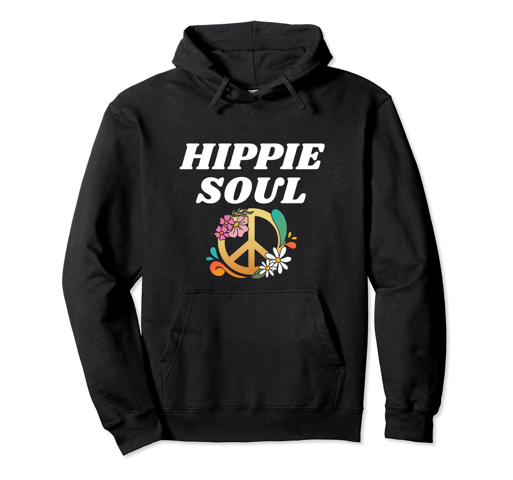 Hippie Soul Boho 70S 60S Peace Flower Hoodie - Novelty Apparel for Adults - T-Shirt, Sweatshirt, Hoodie