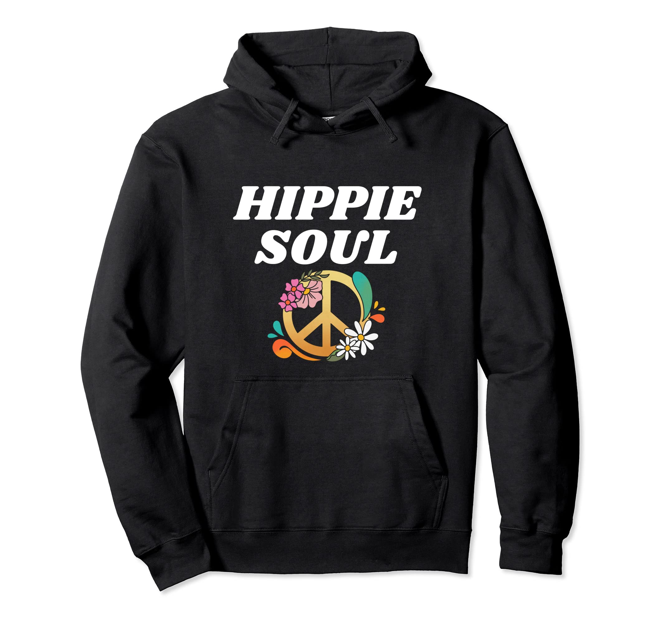Hippie Soul Boho 70S 60S Peace Flower Hoodie - Novelty Apparel for Adults - T-Shirt, Sweatshirt, Hoodie