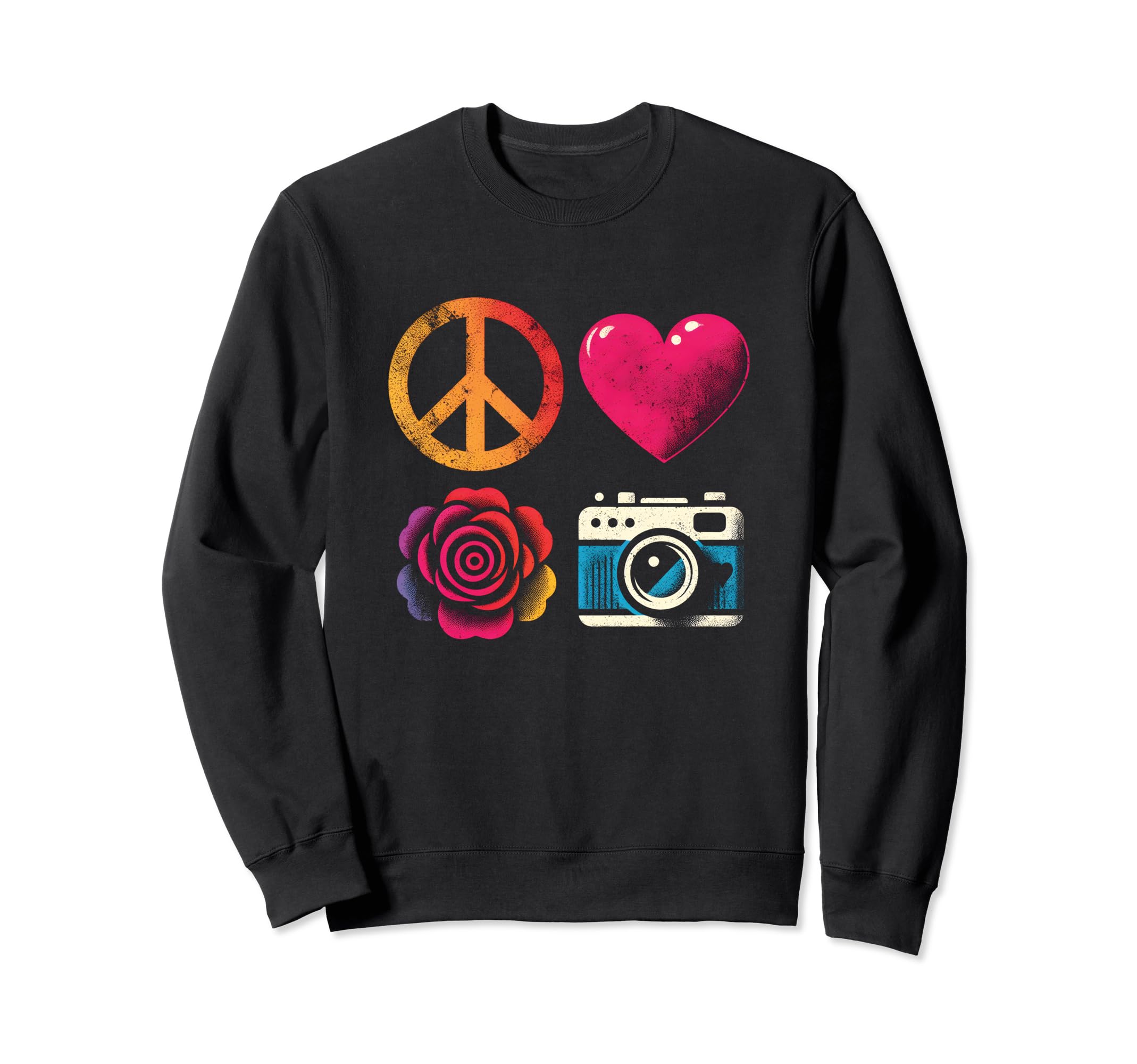 Peace Love And Camera Peace Symbol Sweatshirt - Trendy Graphic Unisex - T-Shirt, Sweatshirt, Hoodie
