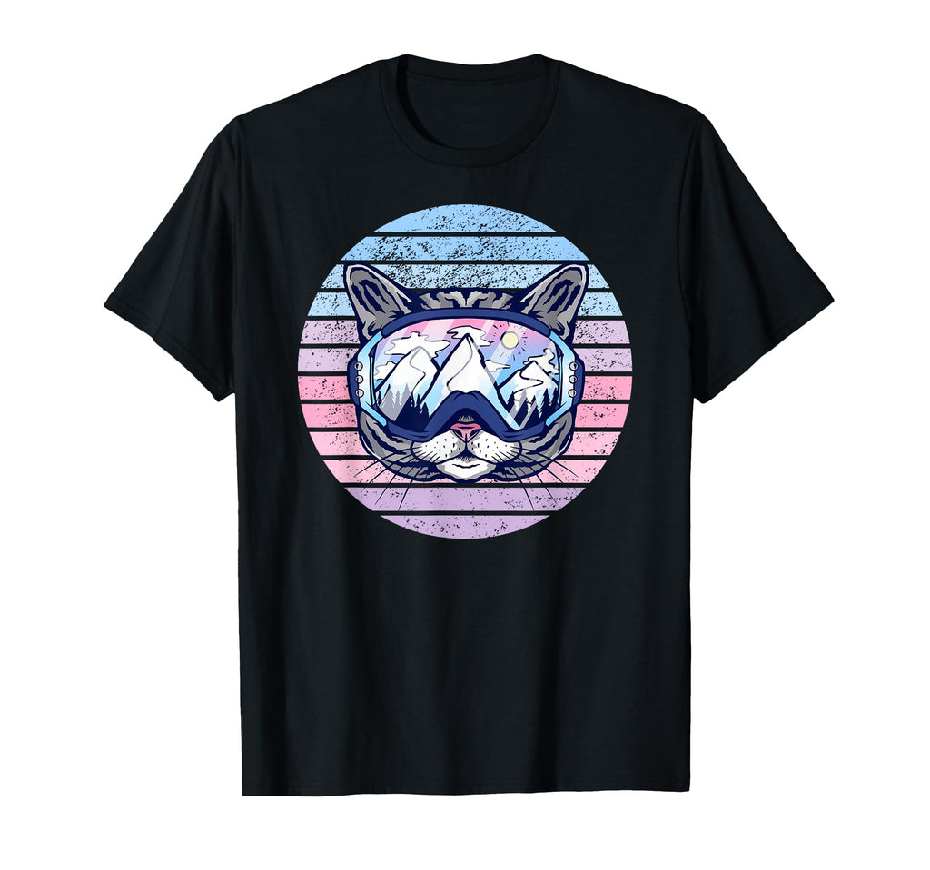 Cat Snow Ski Snowboarding Goggles T-Shirt - Casual Everyday Wear Men Women - T-Shirt, Sweatshirt, Hoodie