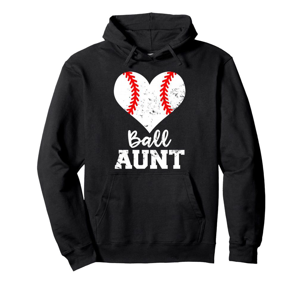 Ball Aunt Heart Funny Baseball Aunt Hoodie - Unique Graphic Unisex - T-Shirt, Sweatshirt, Hoodie