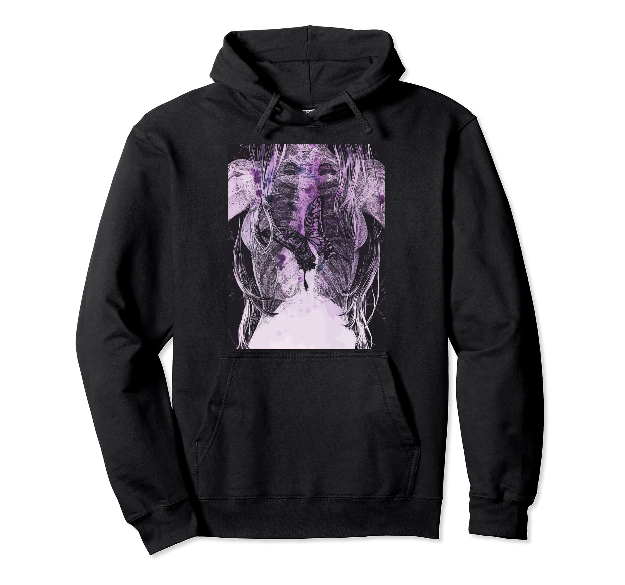 Female Skeleton Skull Butterfly Y2K Hoodie - Novelty Apparel Men Women - T-Shirt, Sweatshirt, Hoodie