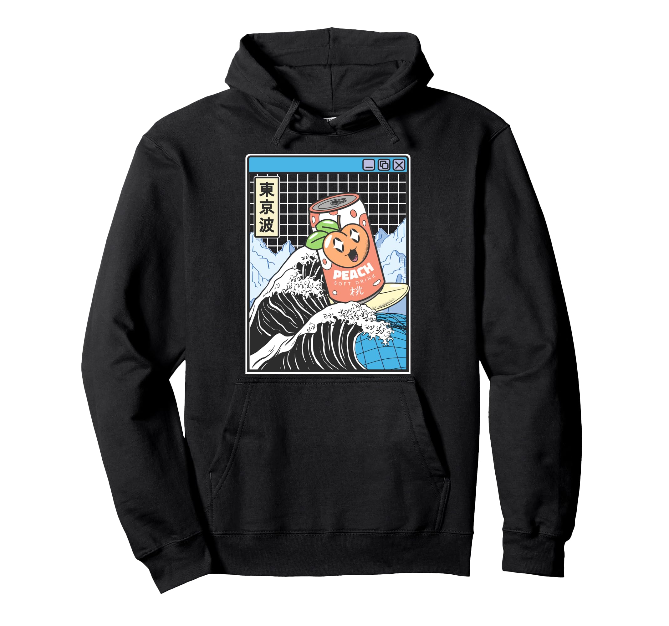 Peach Soda Surfing Kanagawa Wave Hoodie - Casual Everyday Wear Unisex - T-Shirt, Sweatshirt, Hoodie