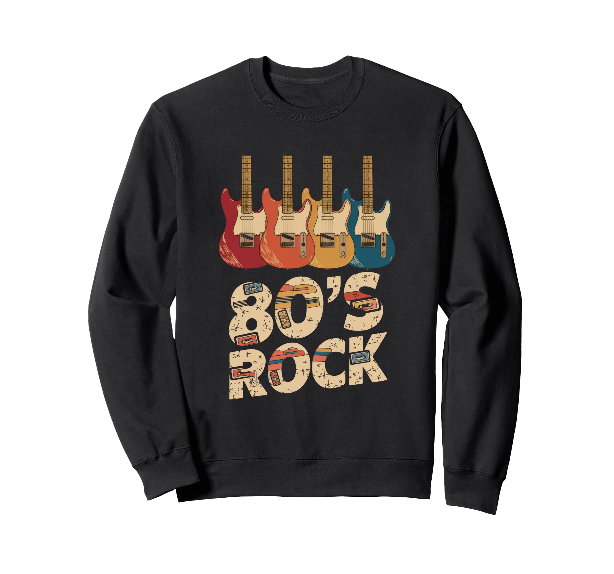 80S Rock Rock Band Guitar Cassette Sweatshirt - Streetwear Style Men Women - T-Shirt, Sweatshirt, Hoodie