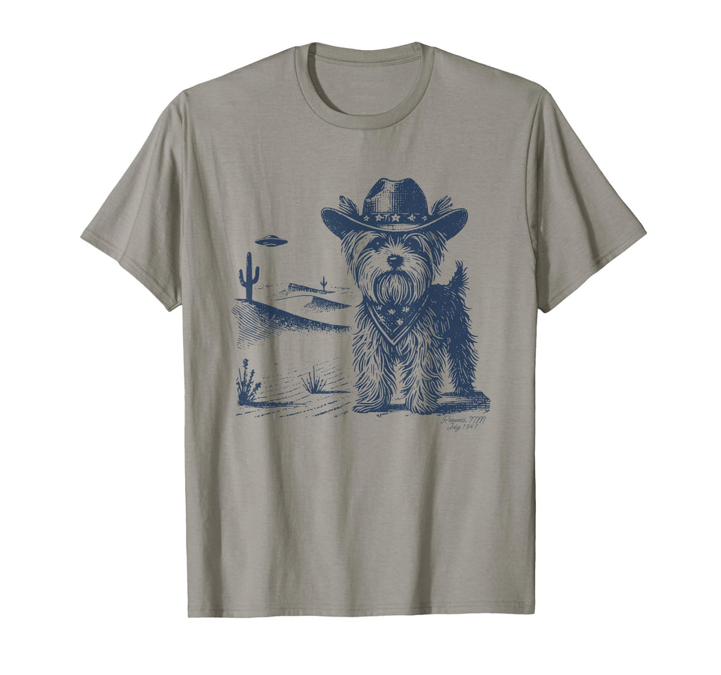 Yorkshire Terrier Cowboy Ufo T-Shirt - Casual Everyday Wear Men Women - T-Shirt, Sweatshirt, Hoodie