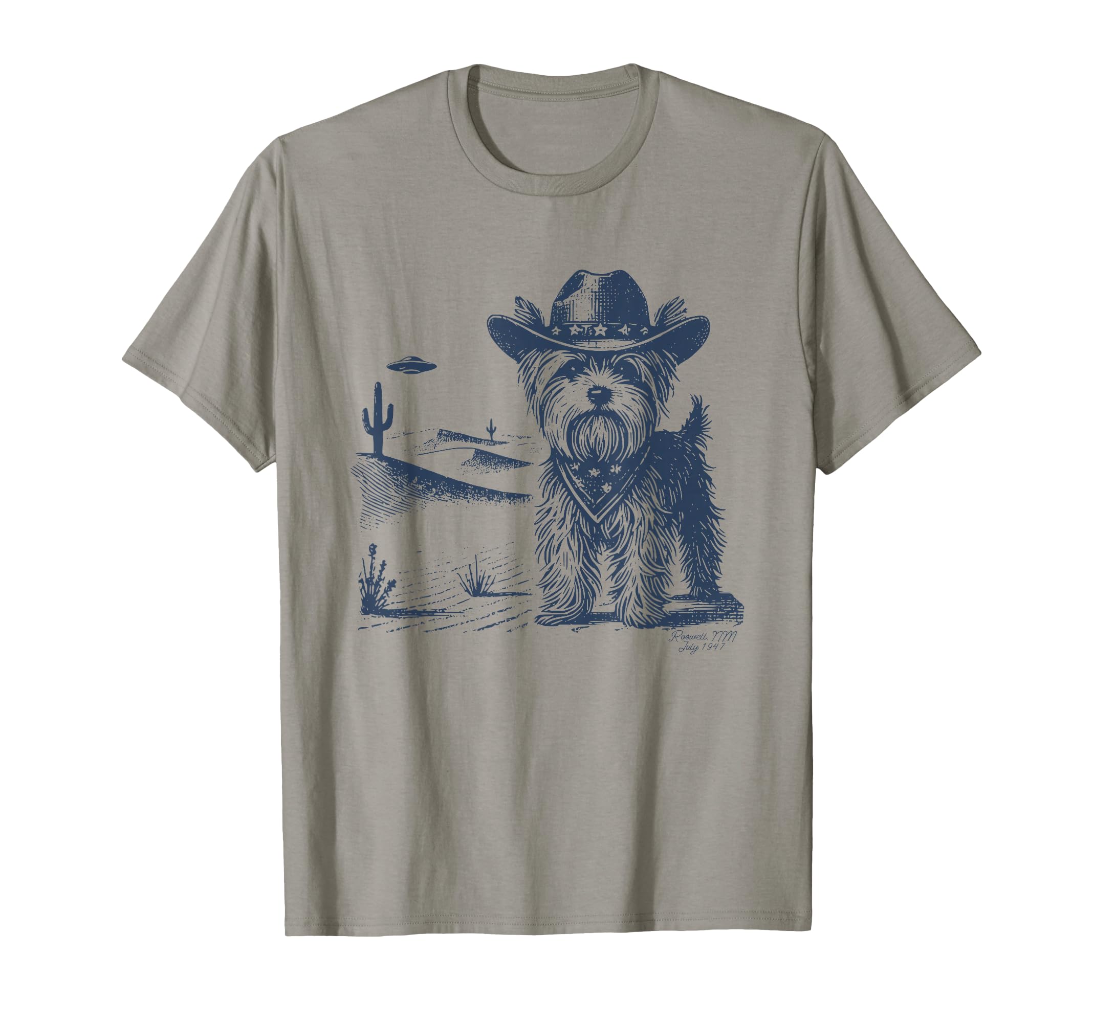 Yorkshire Terrier Cowboy Ufo T-Shirt - Casual Everyday Wear Men Women - T-Shirt, Sweatshirt, Hoodie