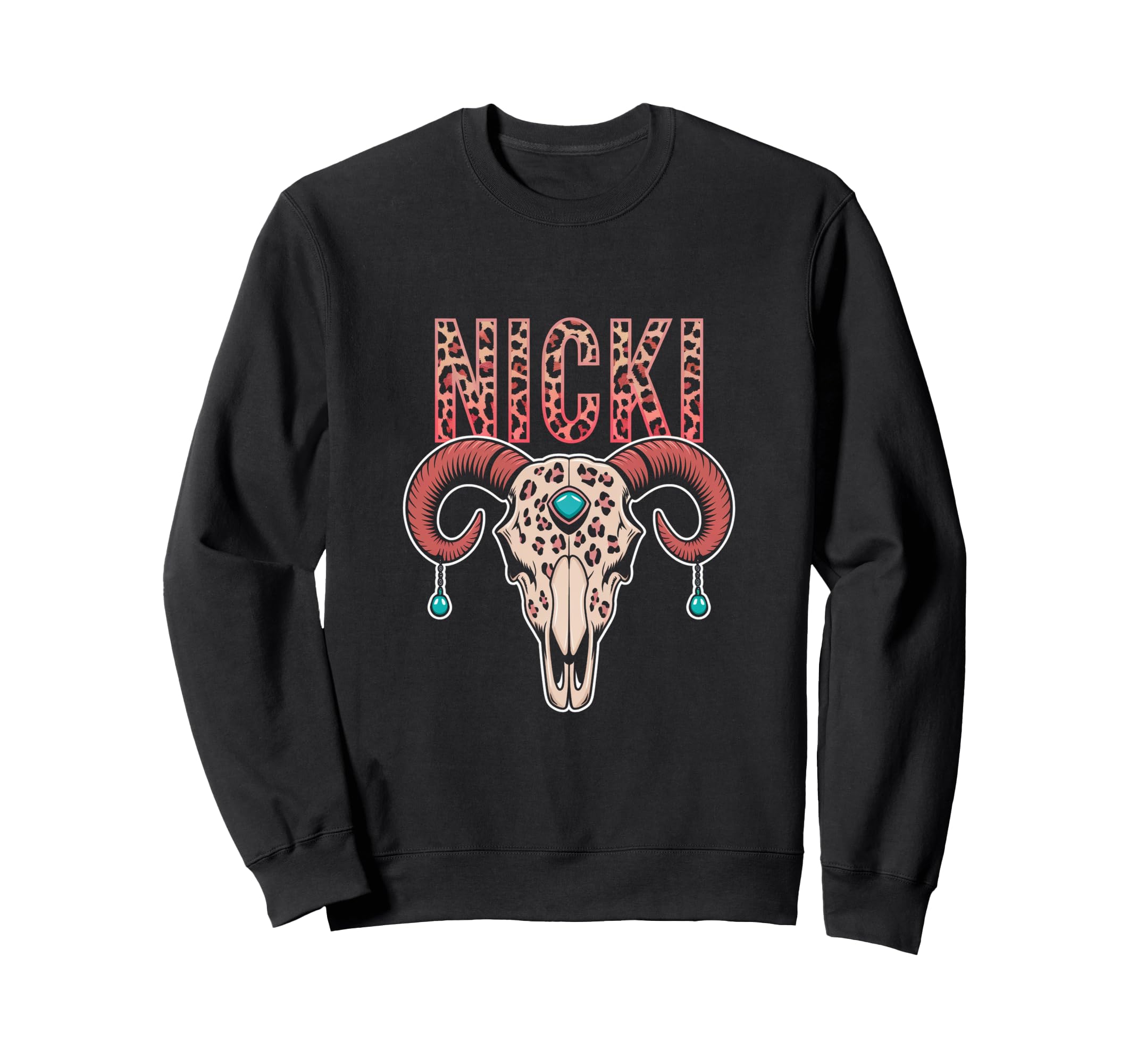 Custom Nicki Name Wife Bull Skeleton Sweatshirt - Unique Graphic Unisex - T-Shirt, Sweatshirt, Hoodie
