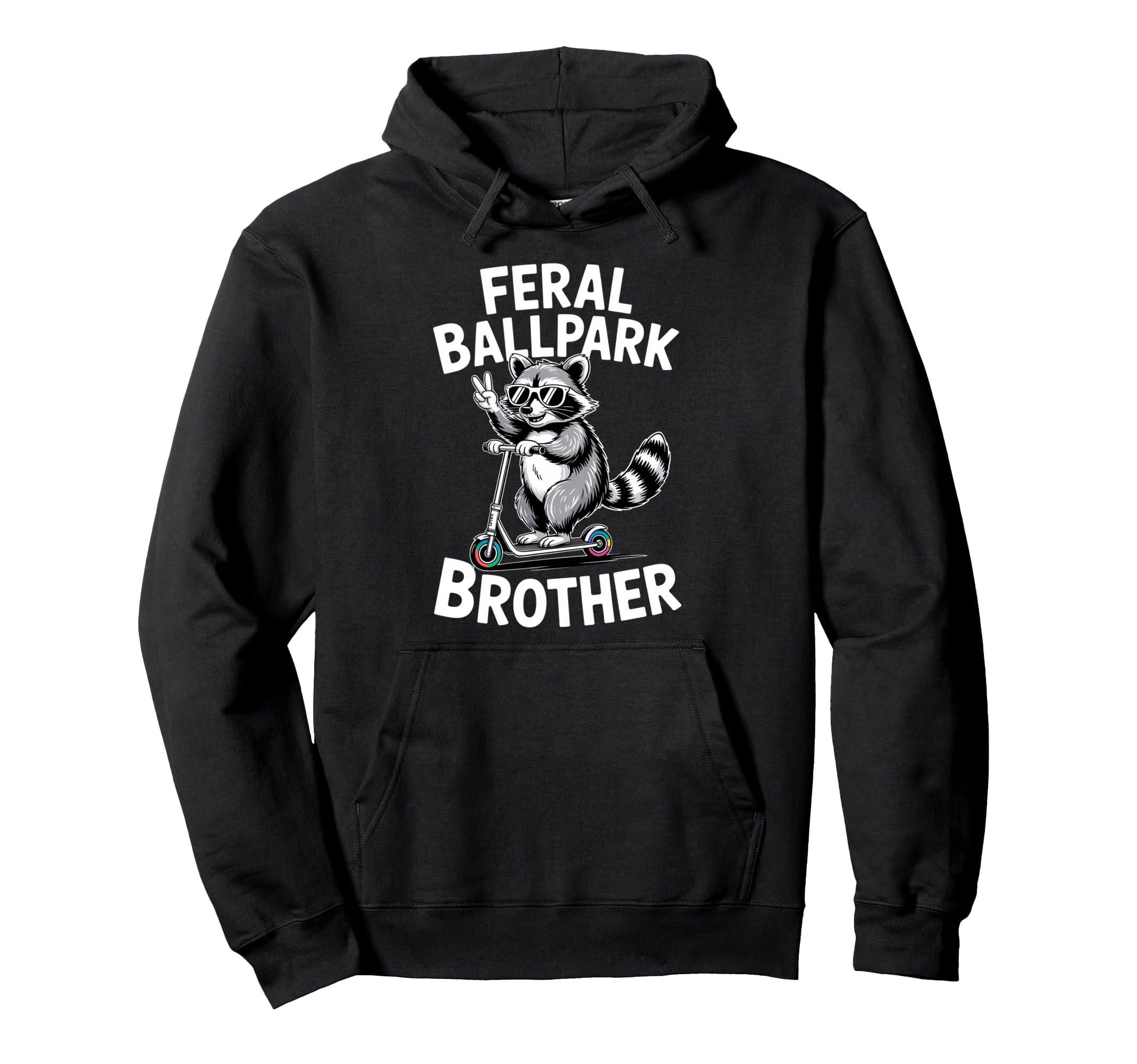Feral Ballpark Brother Raccoon Baseball Hoodie - Aesthetic Graphic Unisex - T-Shirt, Sweatshirt, Hoodie