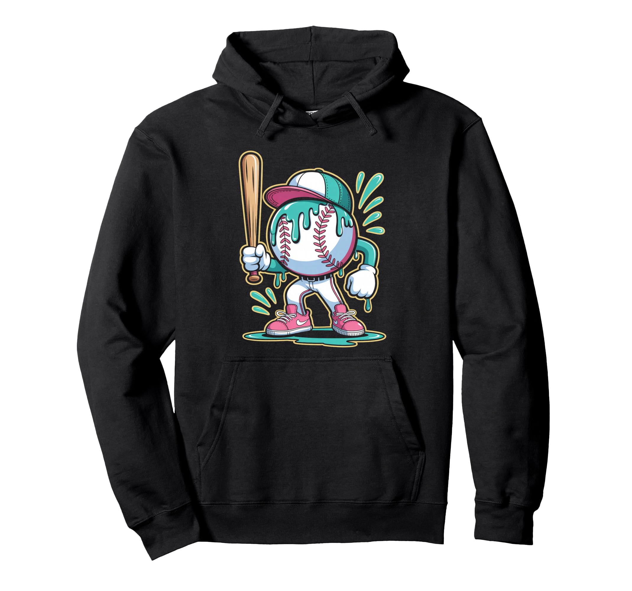 Funny Baseball Character Cartoon Hoodie - Aesthetic Graphic for Adults - T-Shirt, Sweatshirt, Hoodie