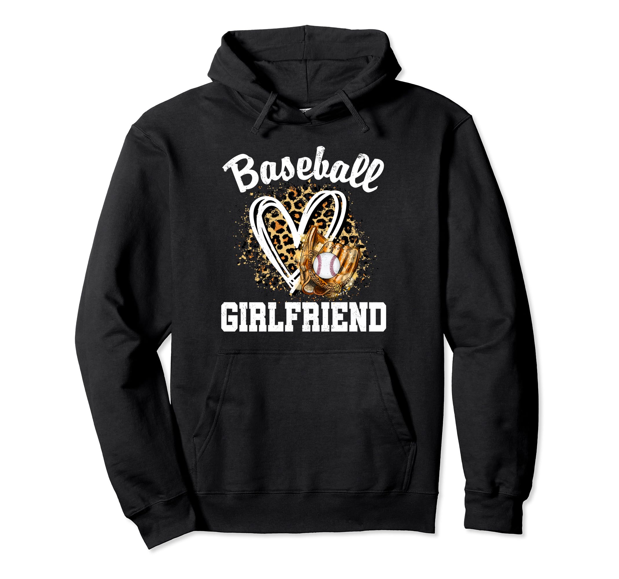 Baseball Girlfriend Leopard Heart Hoodie - Streetwear Style for Adults - T-Shirt, Sweatshirt, Hoodie