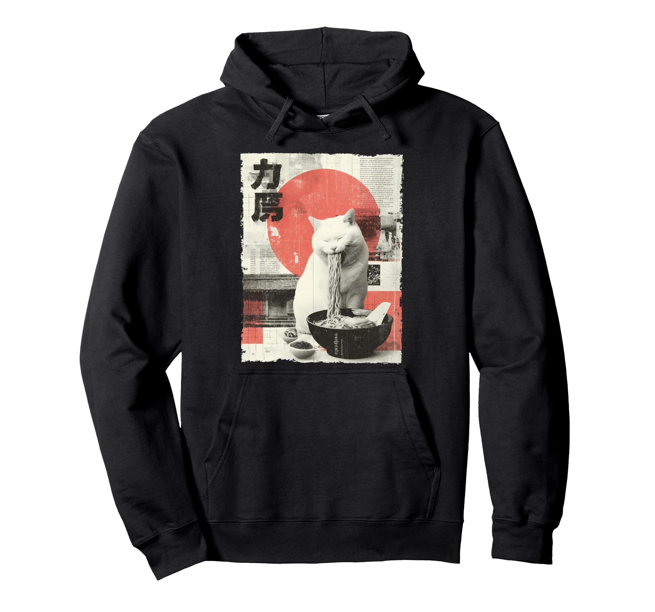 Cat Ramen Aesthetic Japanese Ukiyo Hoodie - Casual Everyday Wear Men Women - T-Shirt, Sweatshirt, Hoodie