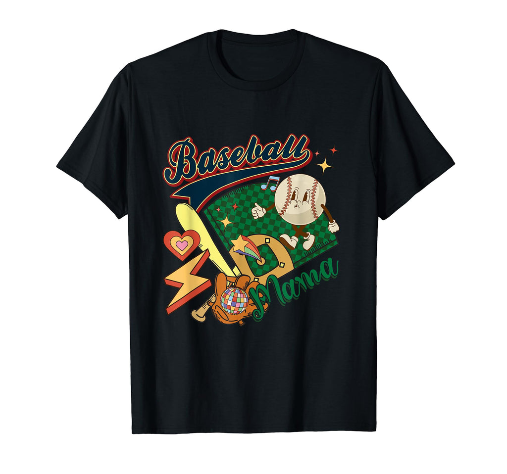 Baseball Mama Groovy Softball T-Shirt - Casual Everyday Wear for Adults - T-Shirt, Sweatshirt, Hoodie