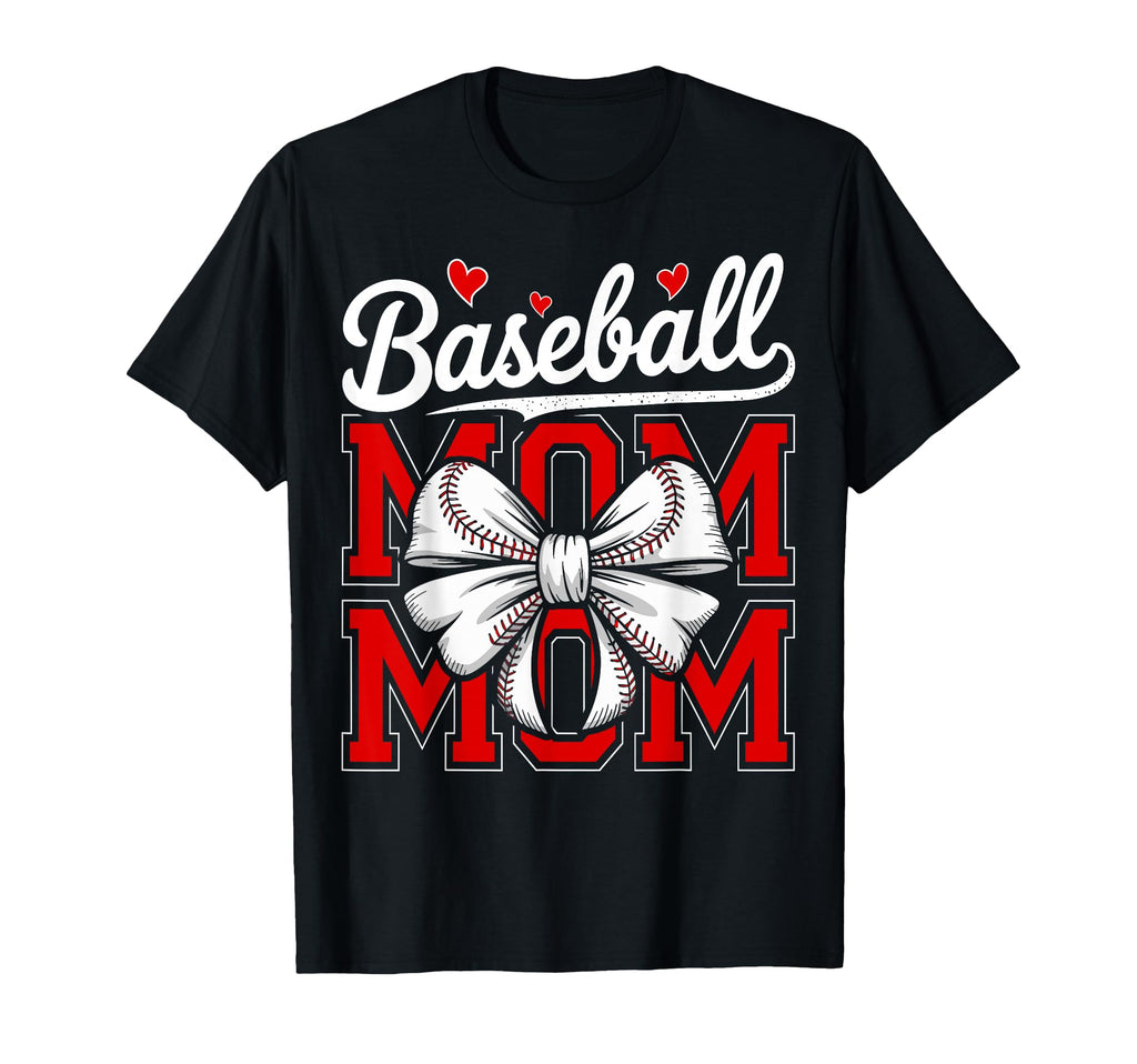 Baseball Mom Coquette Bow Sport Game T-Shirt - Minimalist Print for Adults - T-Shirt, Sweatshirt, Hoodie