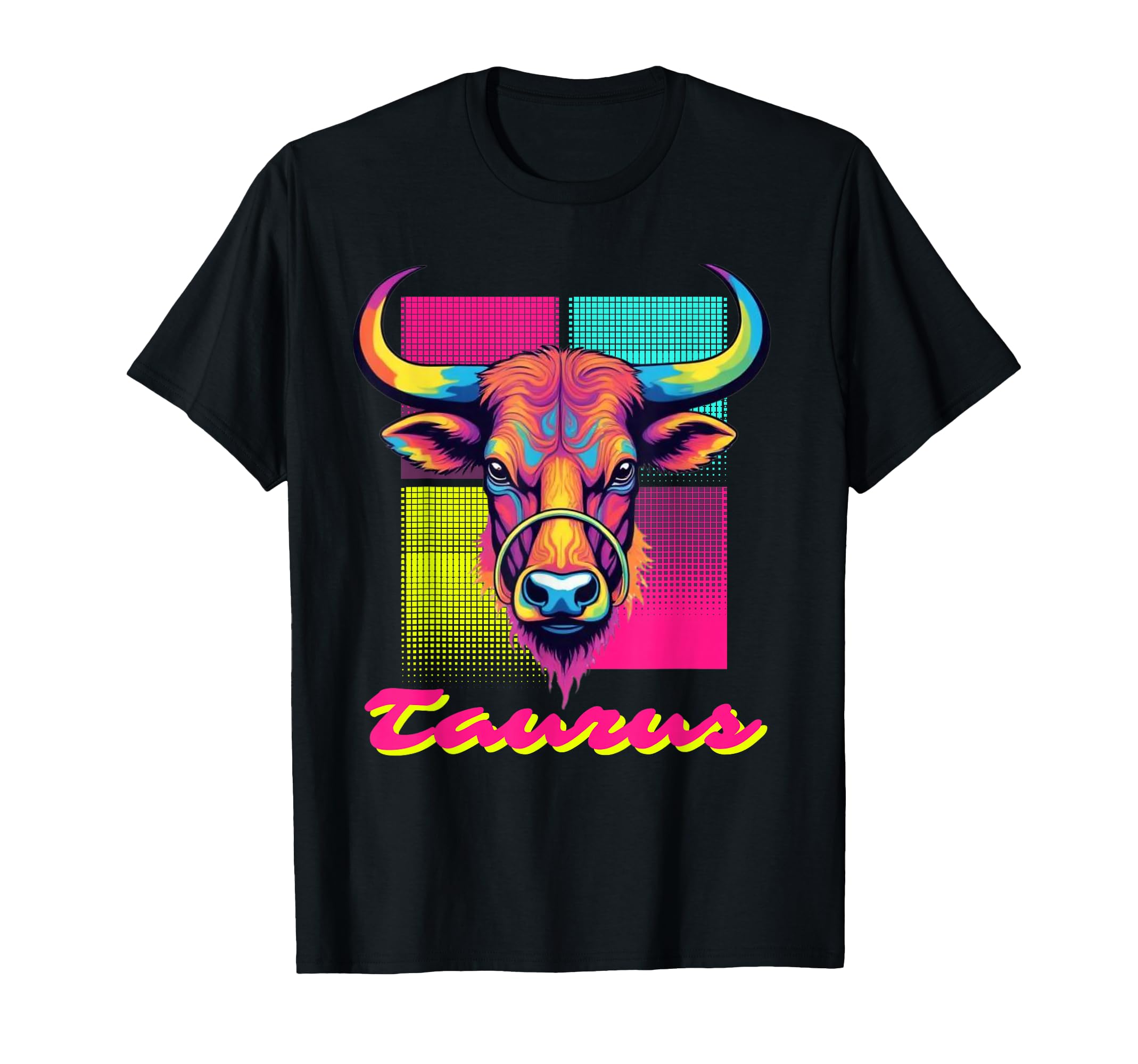 Taurus Bull Neon 80S Vaporwave T-Shirt - Casual Everyday Wear for Adults - T-Shirt, Sweatshirt, Hoodie