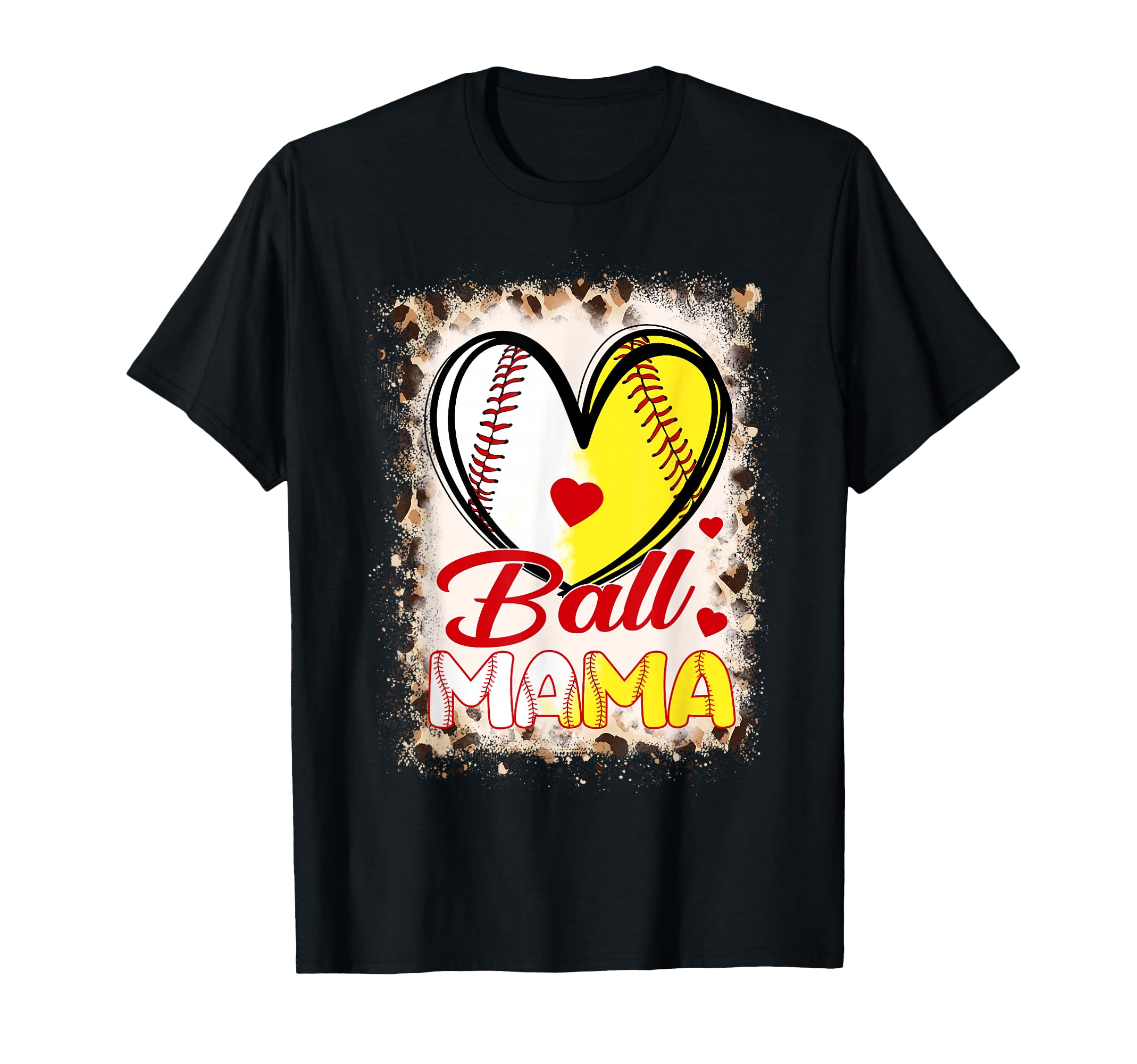 Ball Mama Heart Baseball Softball T-Shirt - Custom Art Print for Adults - T-Shirt, Sweatshirt, Hoodie