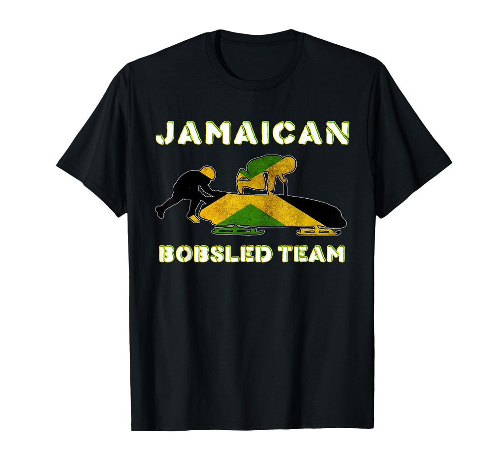 Jamaica Bobsled Black Distressed Flag T-Shirt - Aesthetic Graphic Unisex - T-Shirt, Sweatshirt, Hoodie