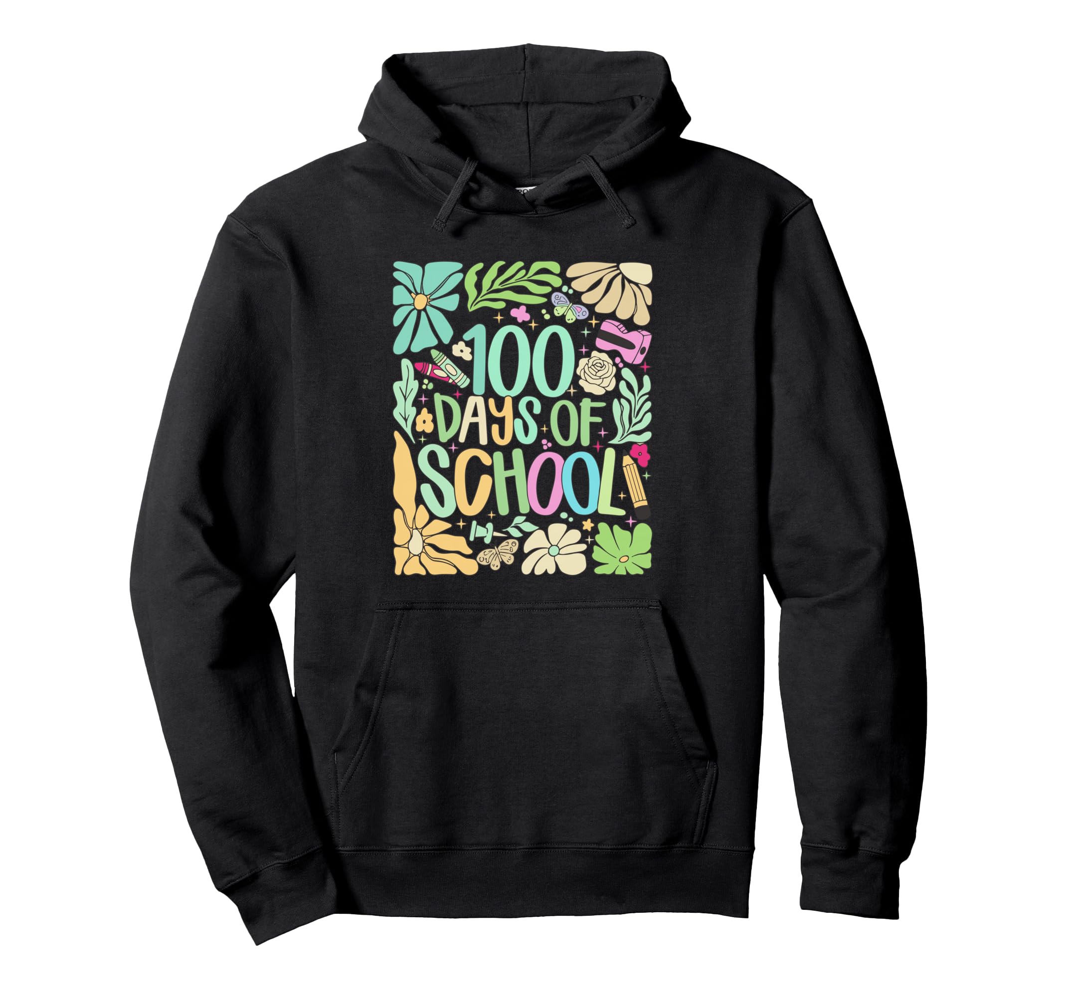 Boho 100Th Day School Rainbow Hoodie - Custom Art Print Men Women - T-Shirt, Sweatshirt, Hoodie