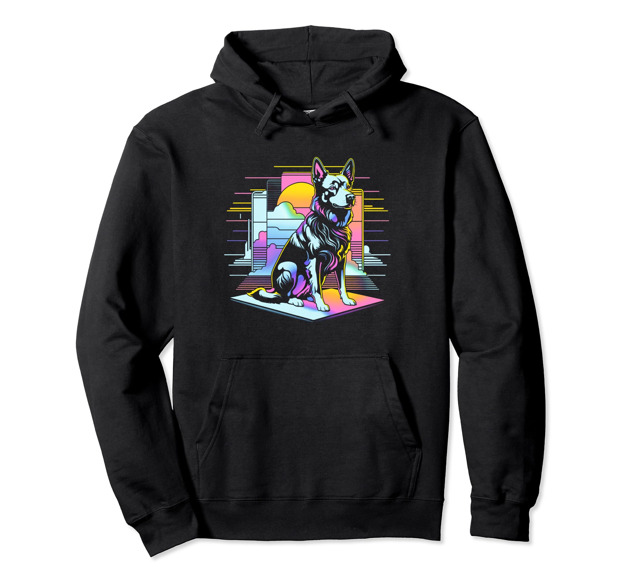 Sunset Vaporwave Aesthetic Dog Hoodie - Minimalist Print Unisex - T-Shirt, Sweatshirt, Hoodie