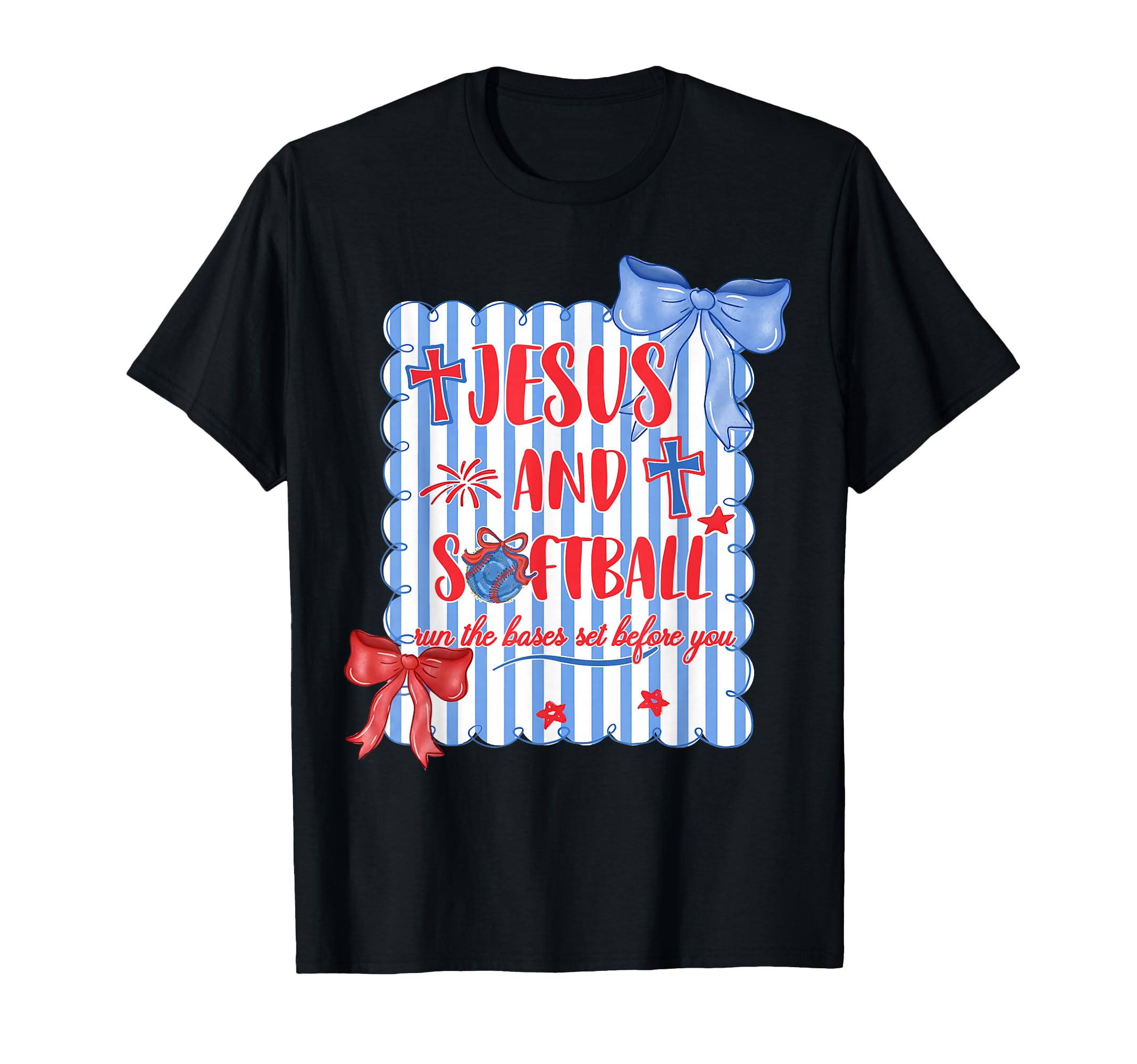 Jesus And Softball Coquette Game Day T-Shirt - Graphic Print Men Women - T-Shirt, Sweatshirt, Hoodie