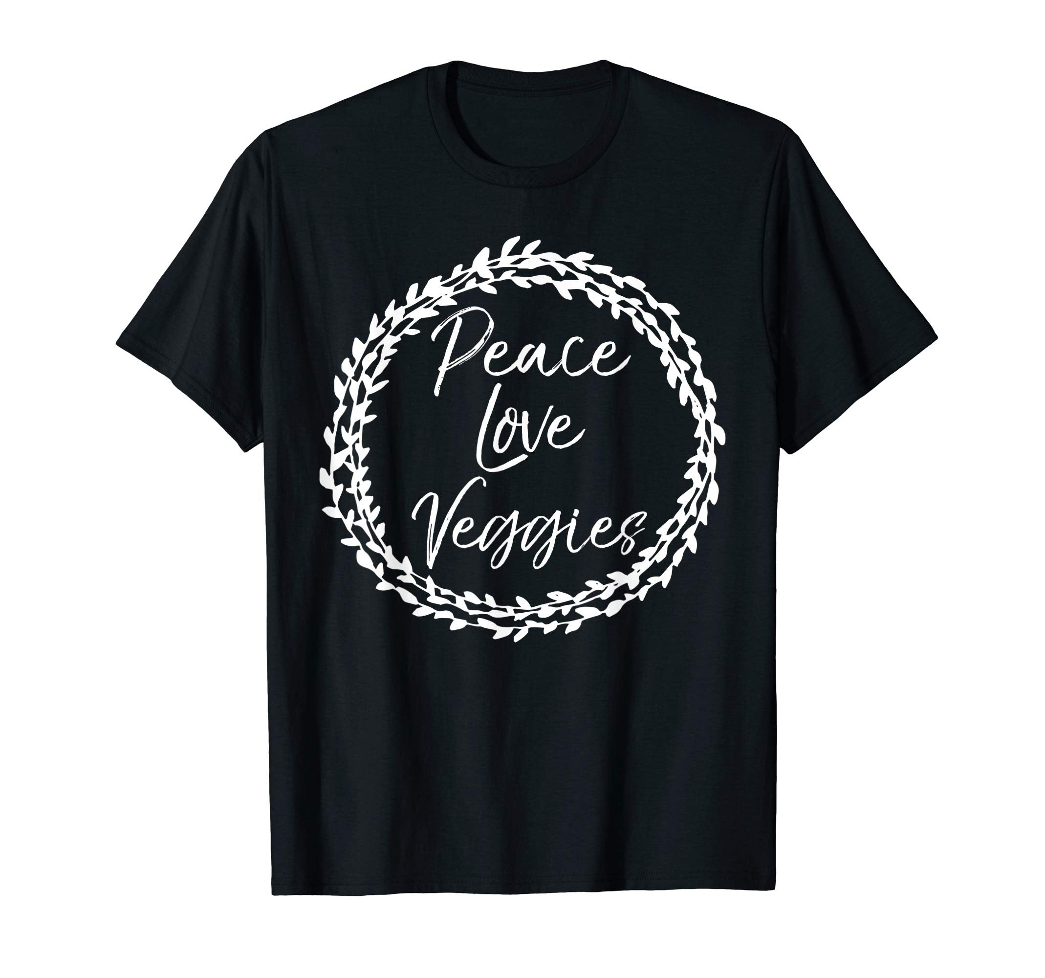 Vegan Gift Floral Peace Love Veggies T-Shirt - Trendy Graphic Unisex - T-Shirt, Sweatshirt, Hoodie
