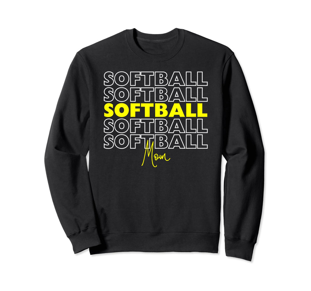Softball Mom Yellow Softball Sweatshirt - Fun Novelty Design for Adults - T-Shirt, Sweatshirt, Hoodie
