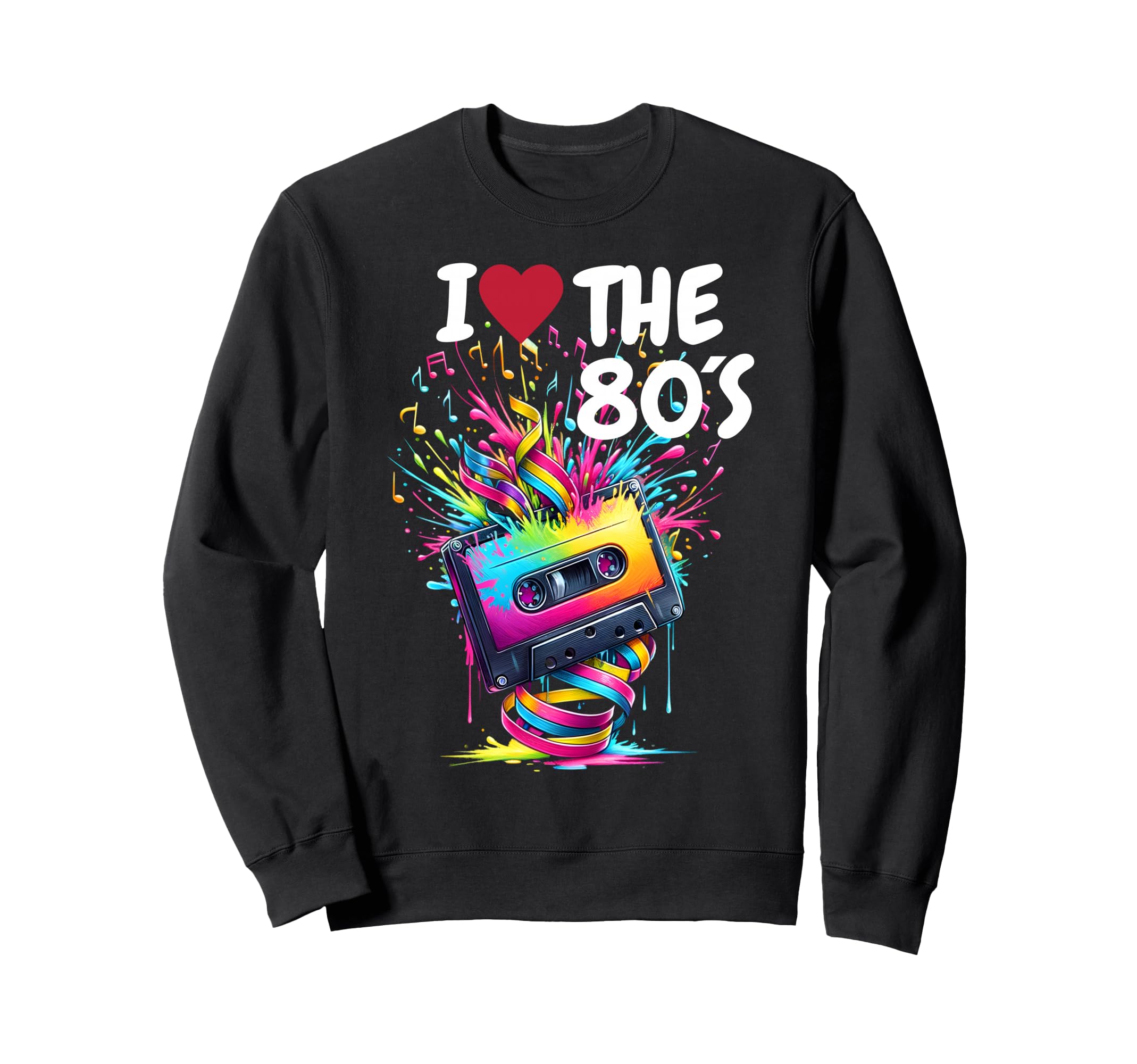 80S Music Notes Cassette Tape Sweatshirt - Custom Art Print for Adults - T-Shirt, Sweatshirt, Hoodie