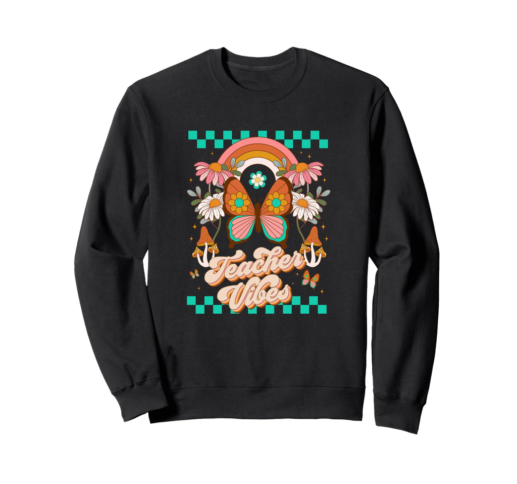 Teacher Vibes Boho Rainbow Sweatshirt - Fun Novelty Design for Adults - T-Shirt, Sweatshirt, Hoodie