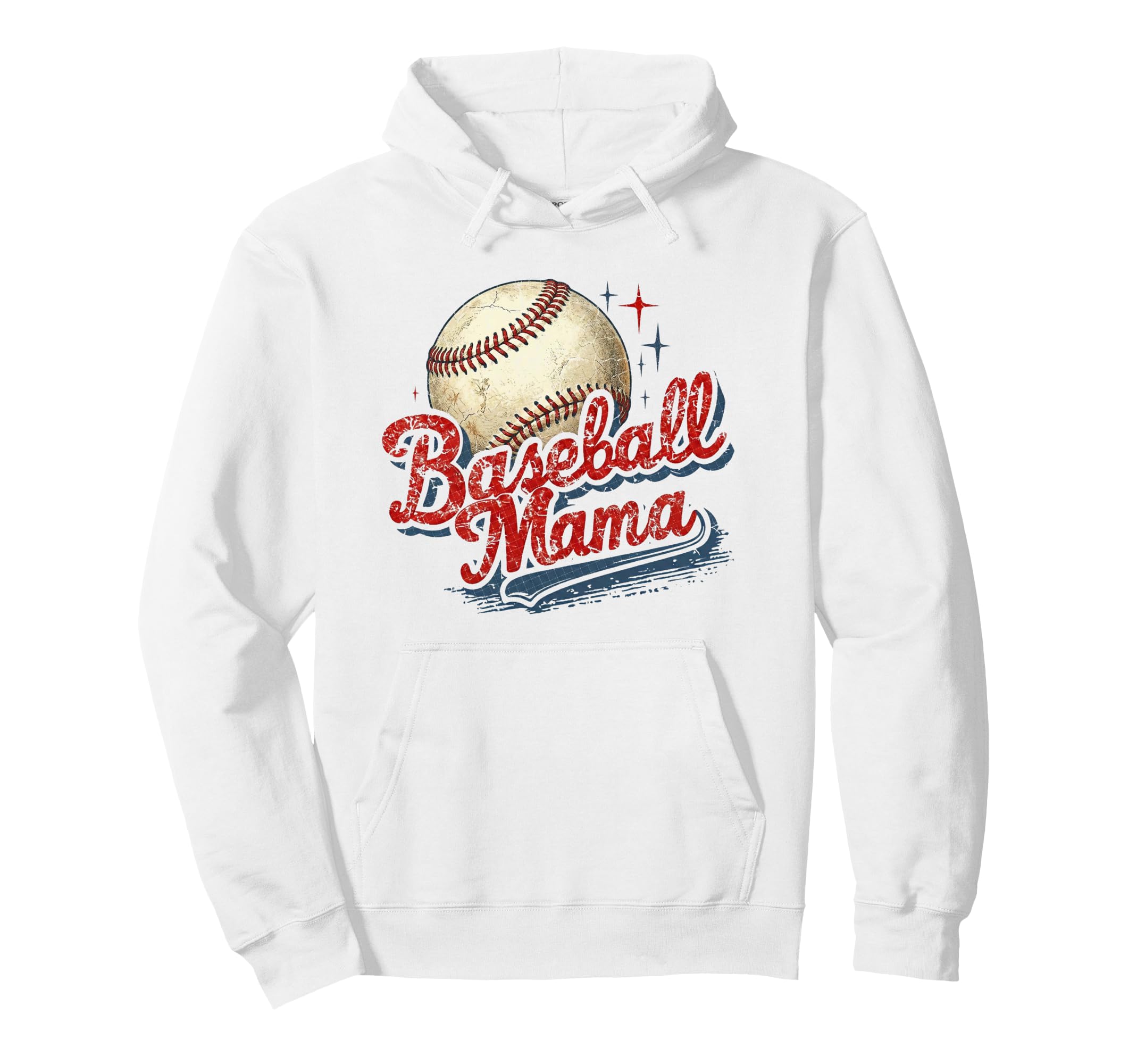 Baseball Ball Mama Distressed Game Hoodie - Minimalist Print Men Women - T-Shirt, Sweatshirt, Hoodie