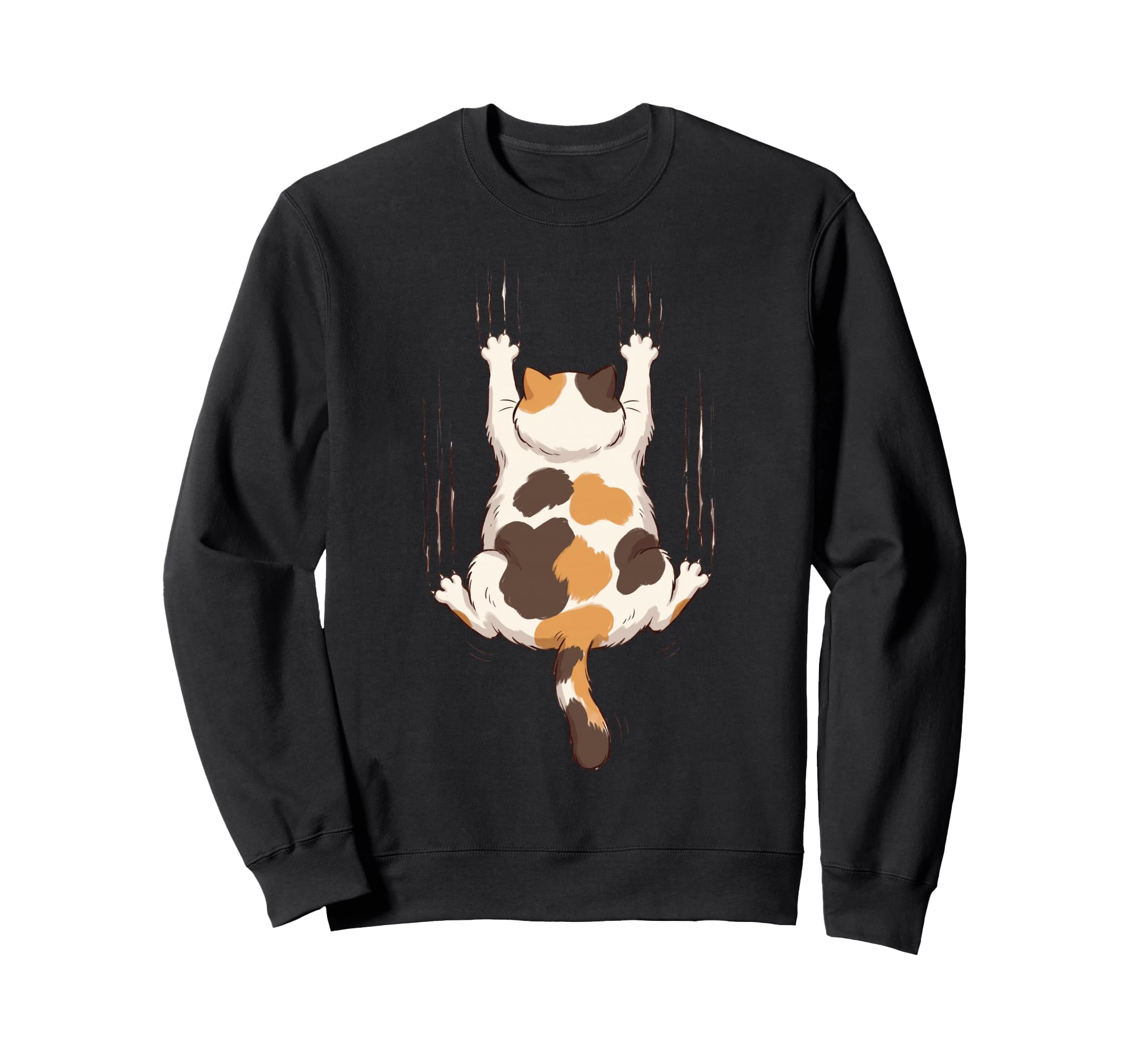 Funny Calico Cat Hanging Kitty Sweatshirt - Fun Novelty Design Men Women - T-Shirt, Sweatshirt, Hoodie