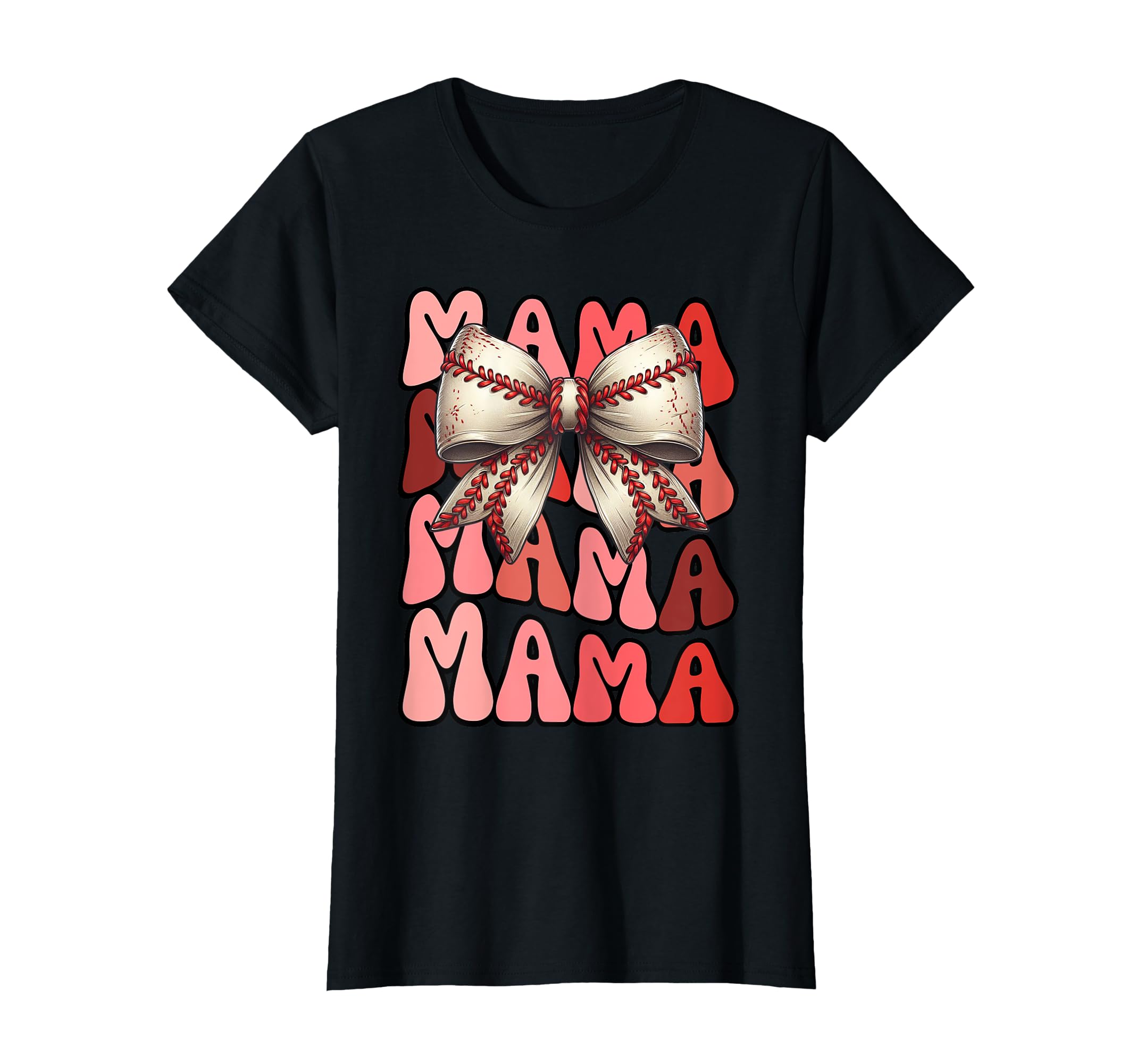 Groovy Mama Baseball Coquette Stitch Bow T-Shirt - Unique Graphic Unisex - T-Shirt, Sweatshirt, Hoodie