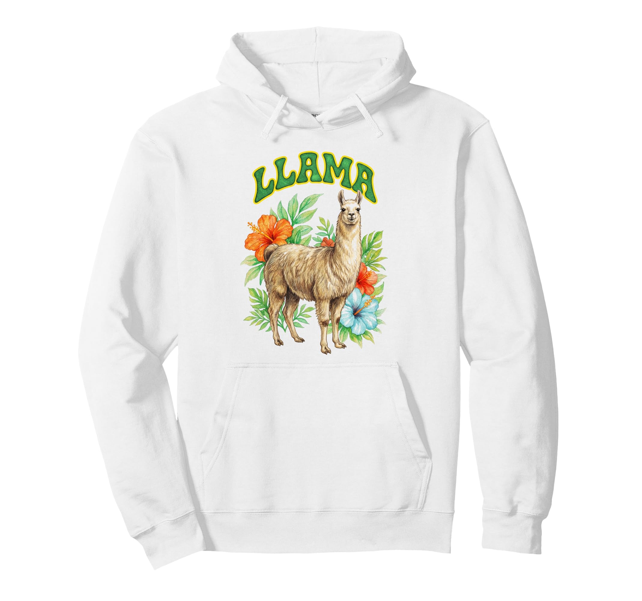 Llama Groovy Floral Llama Hoodie - Fun Novelty Design for Adults - T-Shirt, Sweatshirt, Hoodie