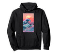 Vaporwave Aesthetic Great Ocean Wave Hoodie - Fun Novelty Design Men Women - T-Shirt, Sweatshirt, Hoodie