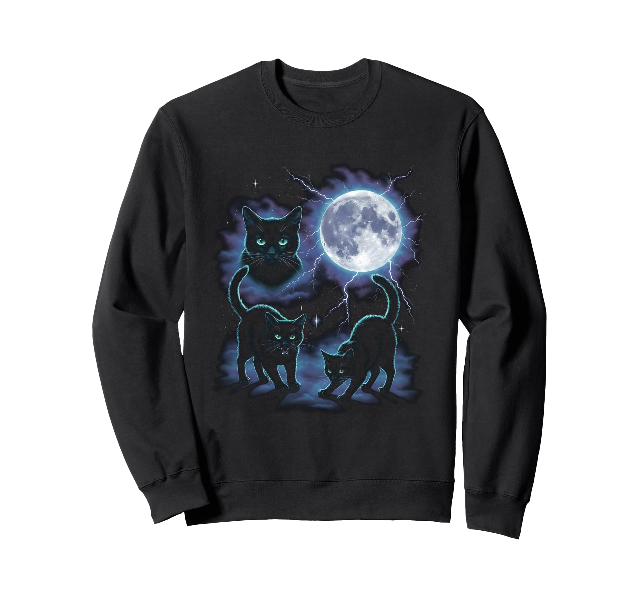 Black Cat 90S Aesthetic Moonlight Sweatshirt - Streetwear Style Men Women - T-Shirt, Sweatshirt, Hoodie
