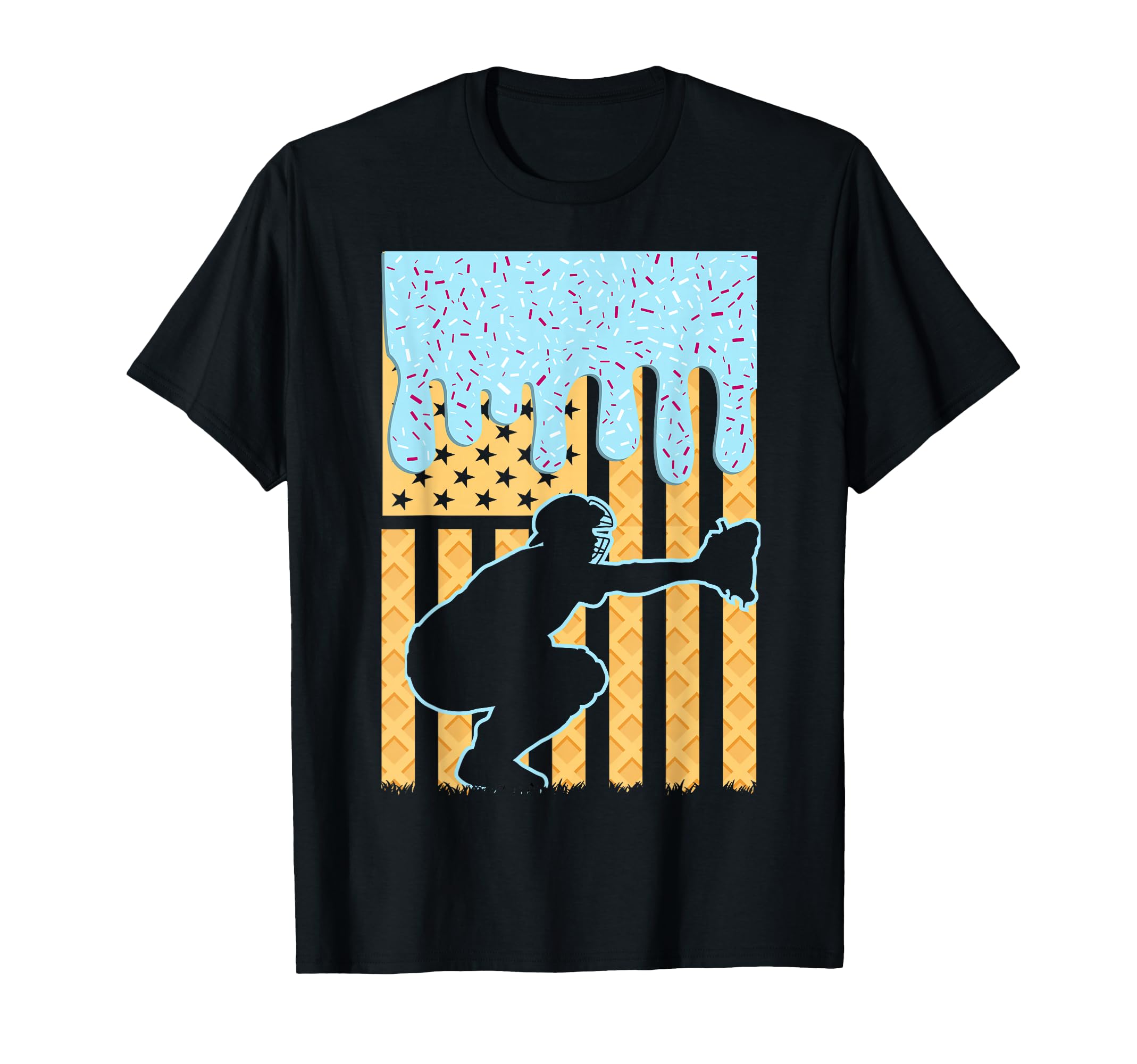 Ice Cream Baseball Drip Catcher American T-Shirt - Minimalist Print Unisex - T-Shirt, Sweatshirt, Hoodie