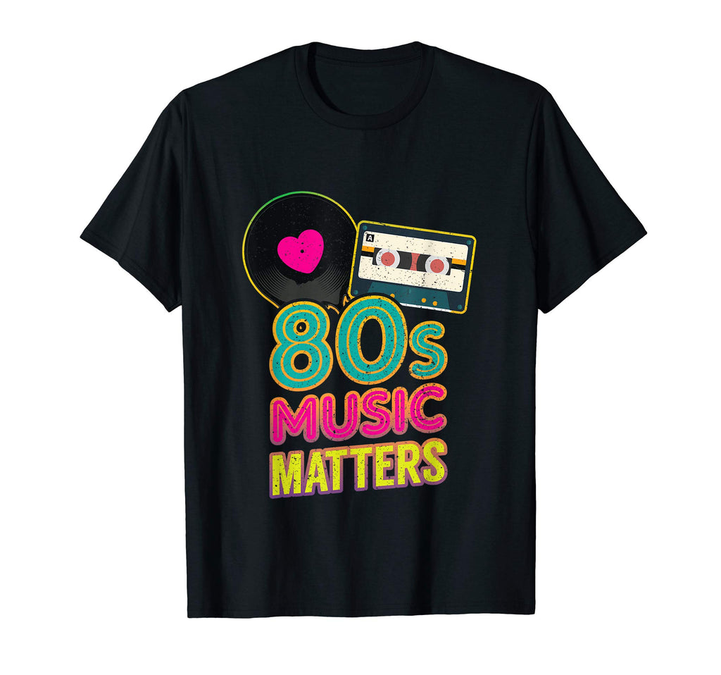 80S Music Matters Disco Distressed T-Shirt - Graphic Print for Adults - T-Shirt, Sweatshirt, Hoodie